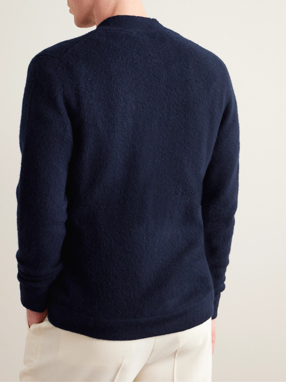Shop Boglioli Brushed Wool And Cashmere-blend Cardigan In Blue