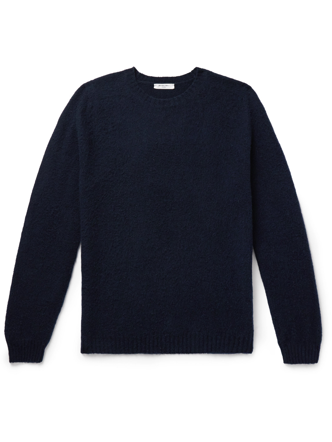 Boglioli Brushed Wool And Cashmere-blend Sweater In Blue