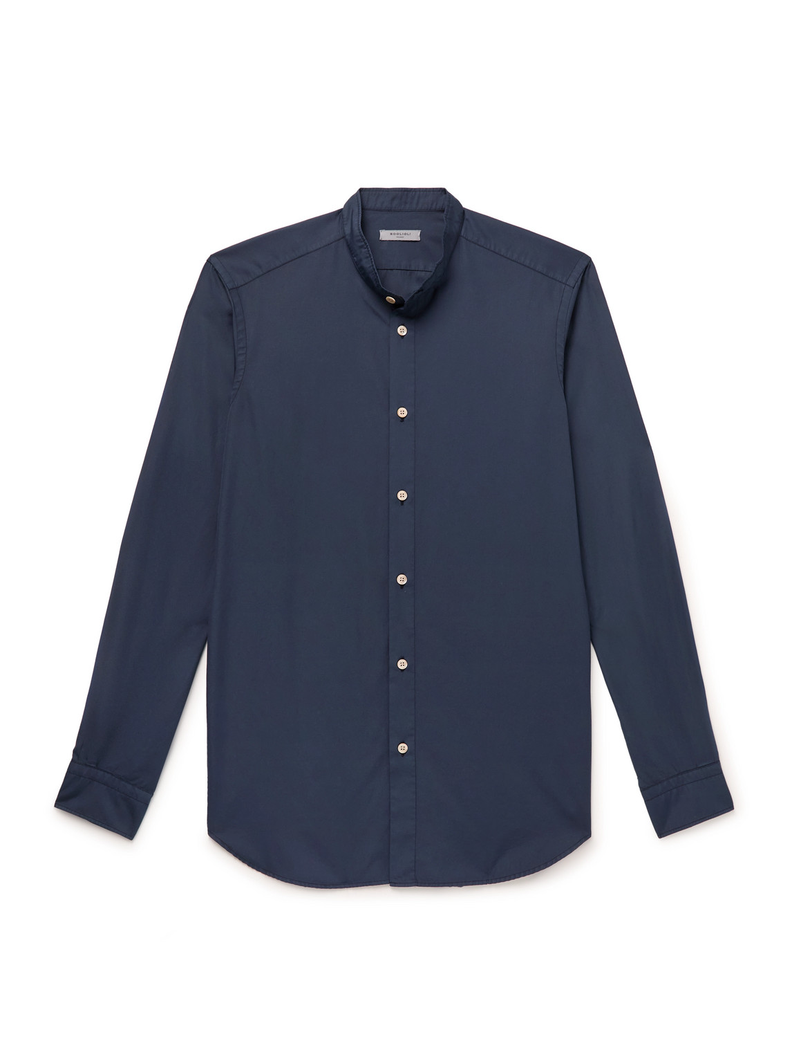 Slim-Fit Grandad-Collar Cotton-Poplin Shirt