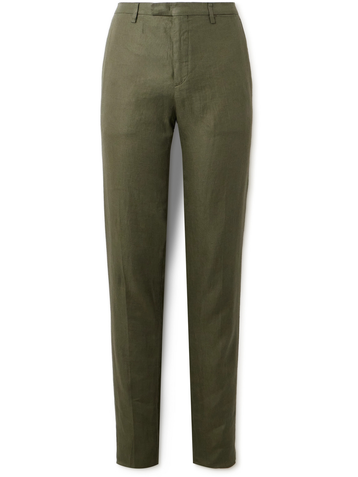 Boglioli Straight-leg Linen-twill Suit Trousers In Green
