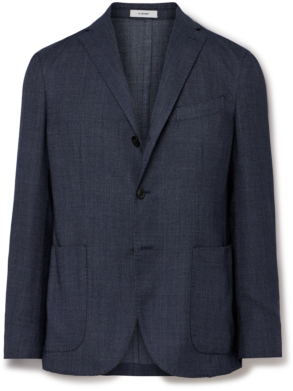 Boglioli K-jacket Garment-dyed Unstructured Virgin Wool-blend Hopsack Blazer In Blue