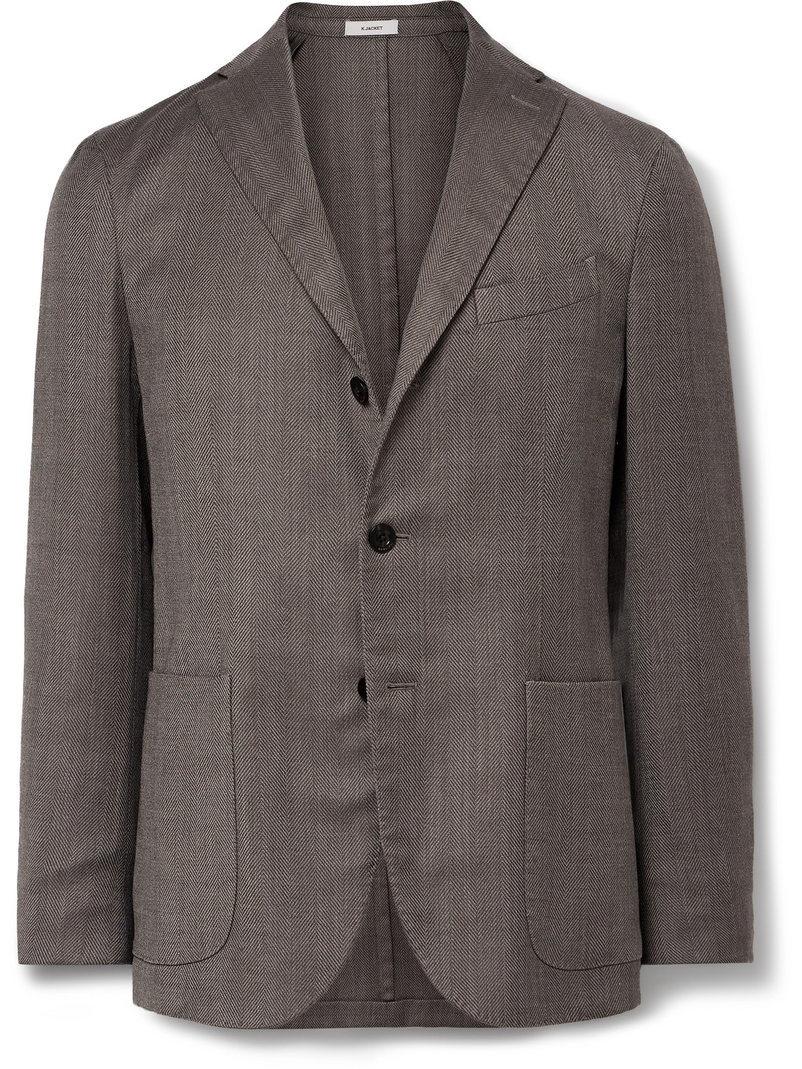 K-Jacket Unstructured Herringbone Virgin Wool-Blend Blazer