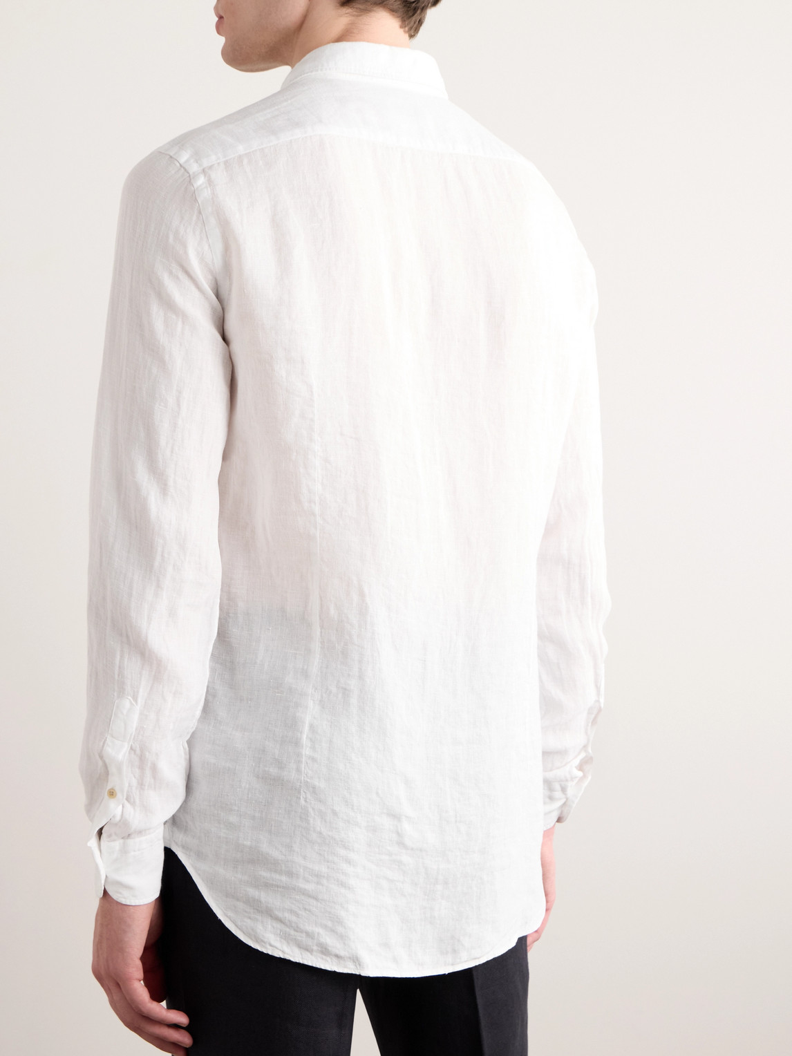 Shop Boglioli Cutaway-collar Linen Shirt In White
