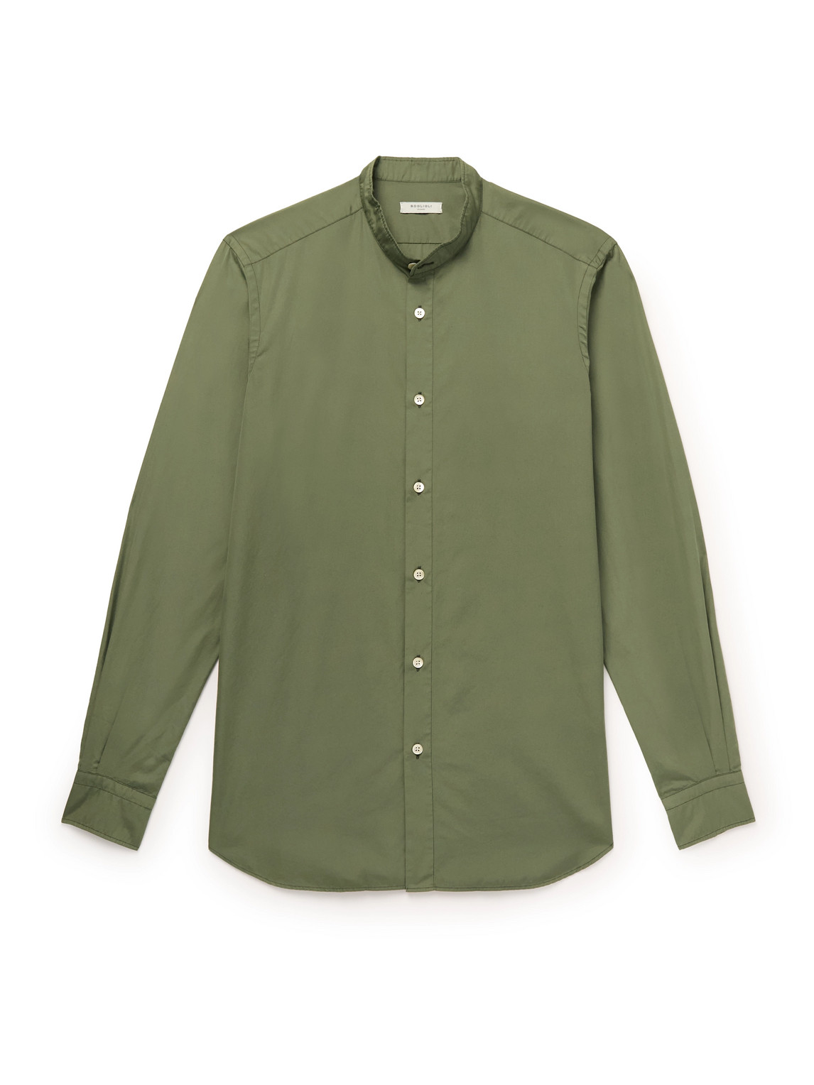 Slim-Fit Grandad-Collar Cotton-Poplin Shirt