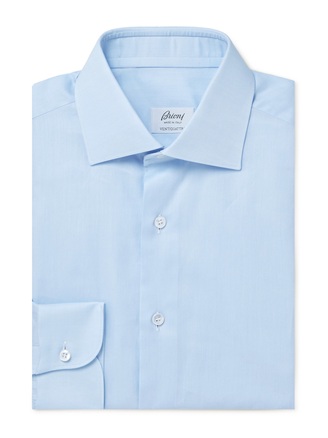 Brioni Cutaway-collar Cotton-poplin Shirt In Blue