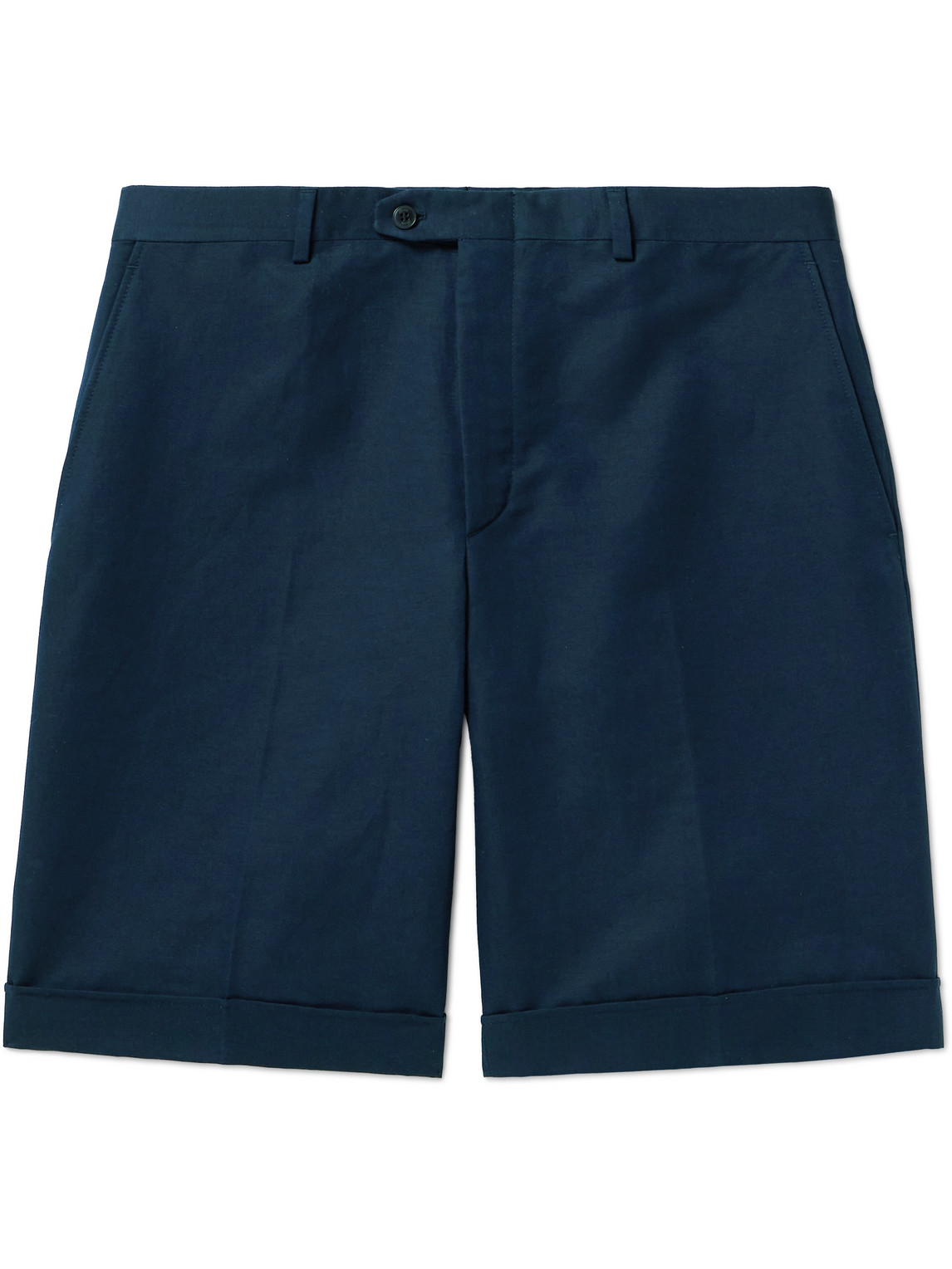 Brioni Lerici Straight-leg Linen And Cotton-blend Shorts In Blue