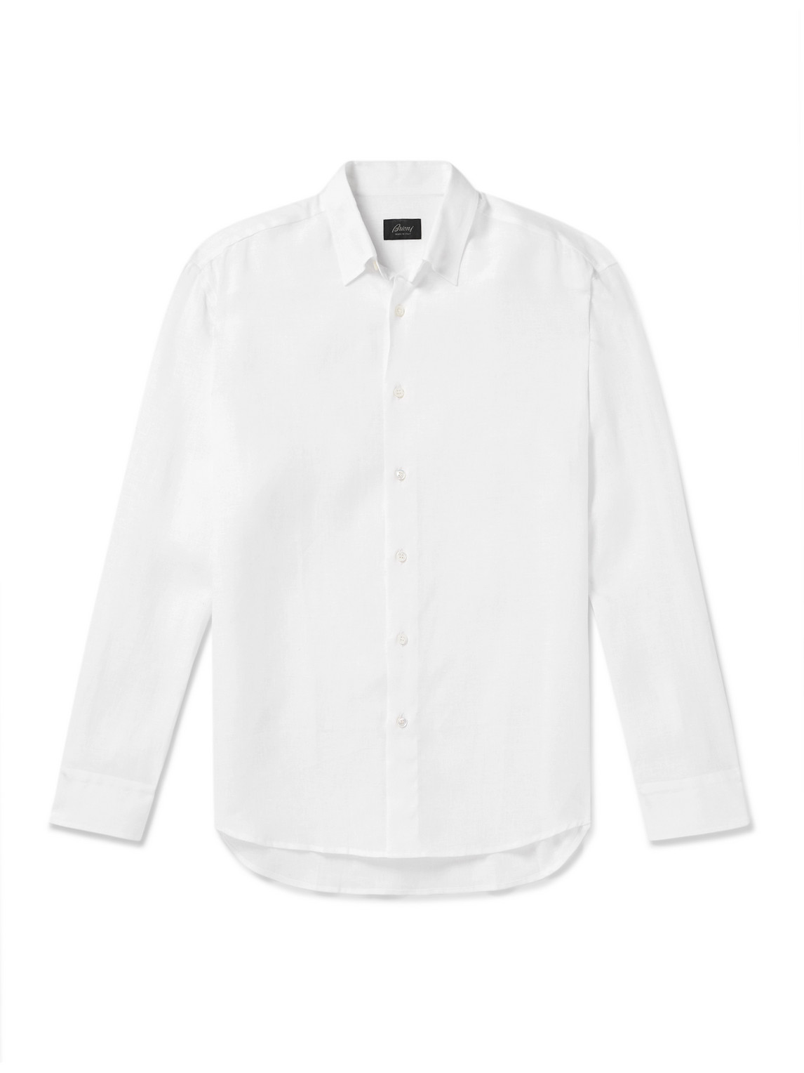 Brioni Button-down Collar Linen Shirt In White