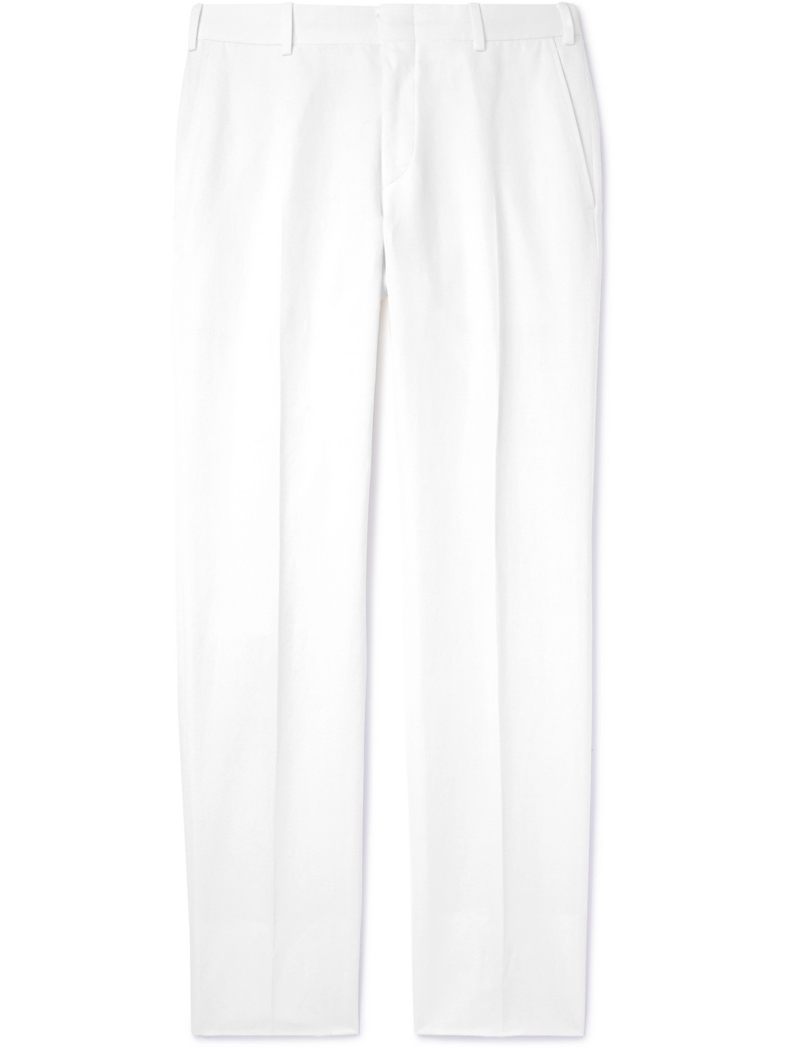 Brioni Pienza Straight-leg Linen And Cotton-blend Trousers In White