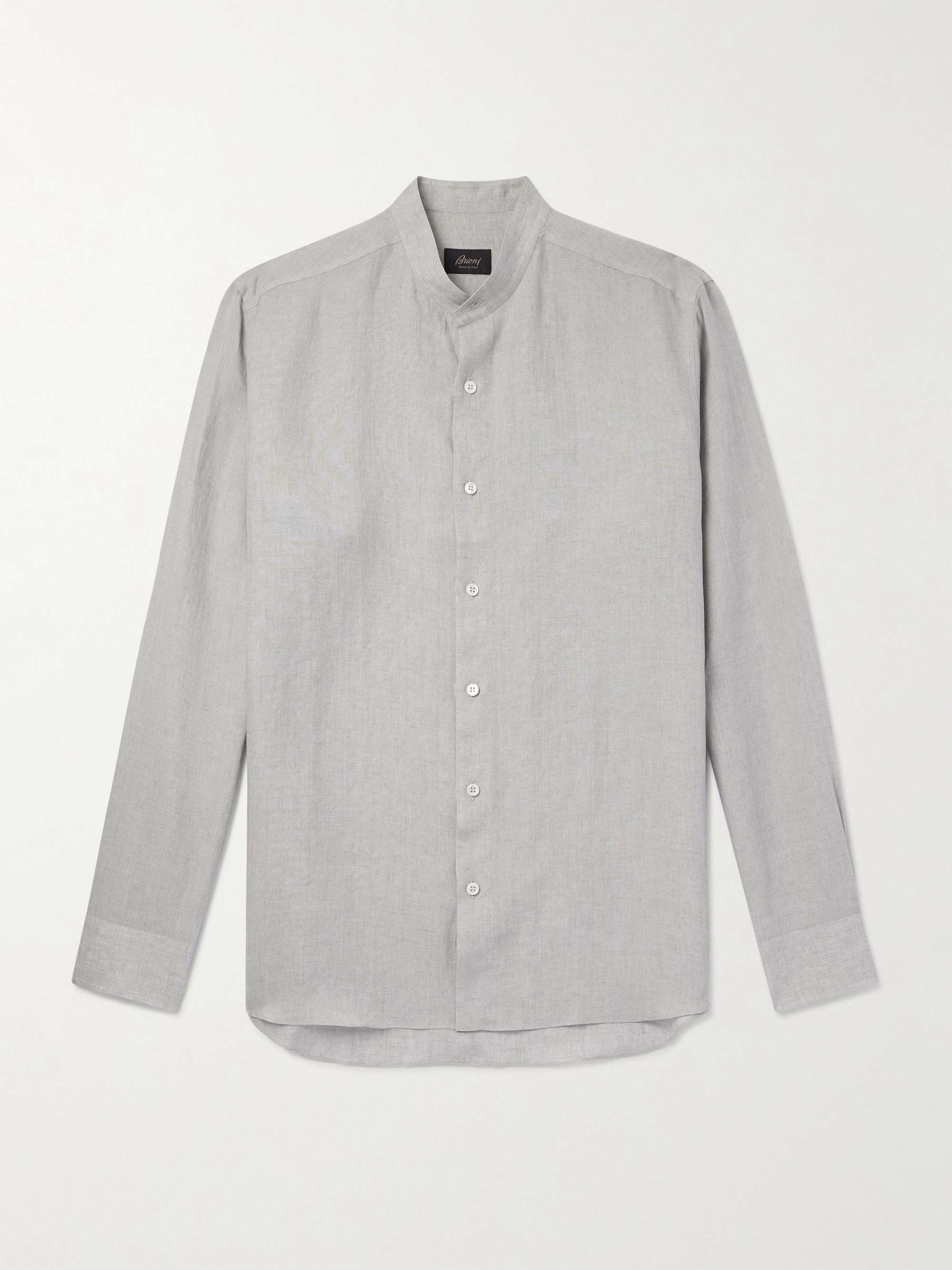 BRIONI Grandad-Collar Linen Shirt for Men | MR PORTER