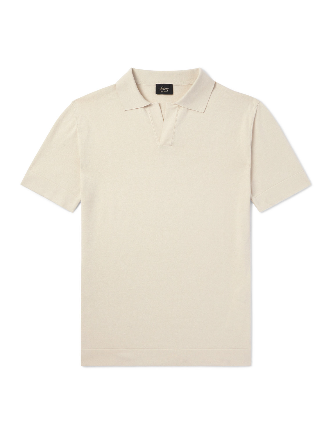 Brioni Cotton And Silk-blend Polo Shirt In Neutrals