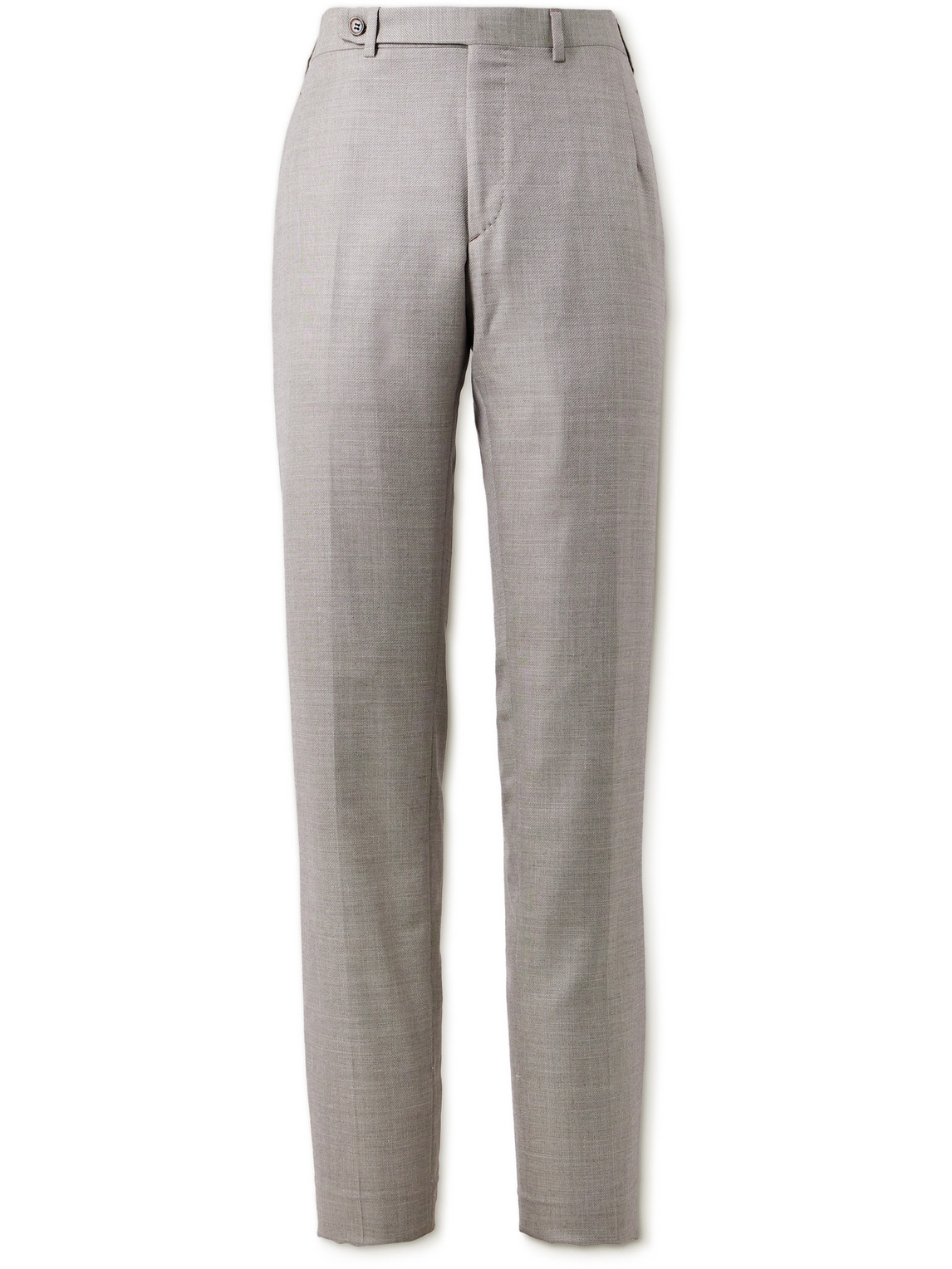 Brioni Straight-leg Wool, Silk And Linen-blend Suit Trousers In Gray