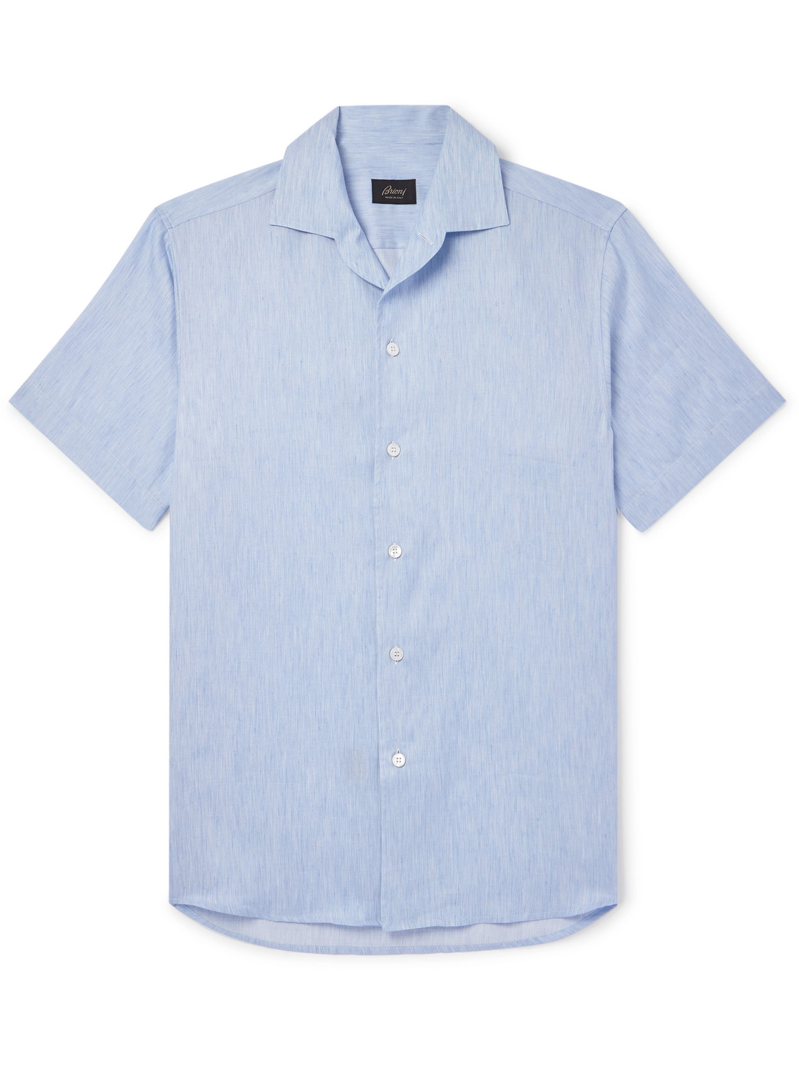 Brioni Cotton, Linen And Silk-blend Shirt In Blue
