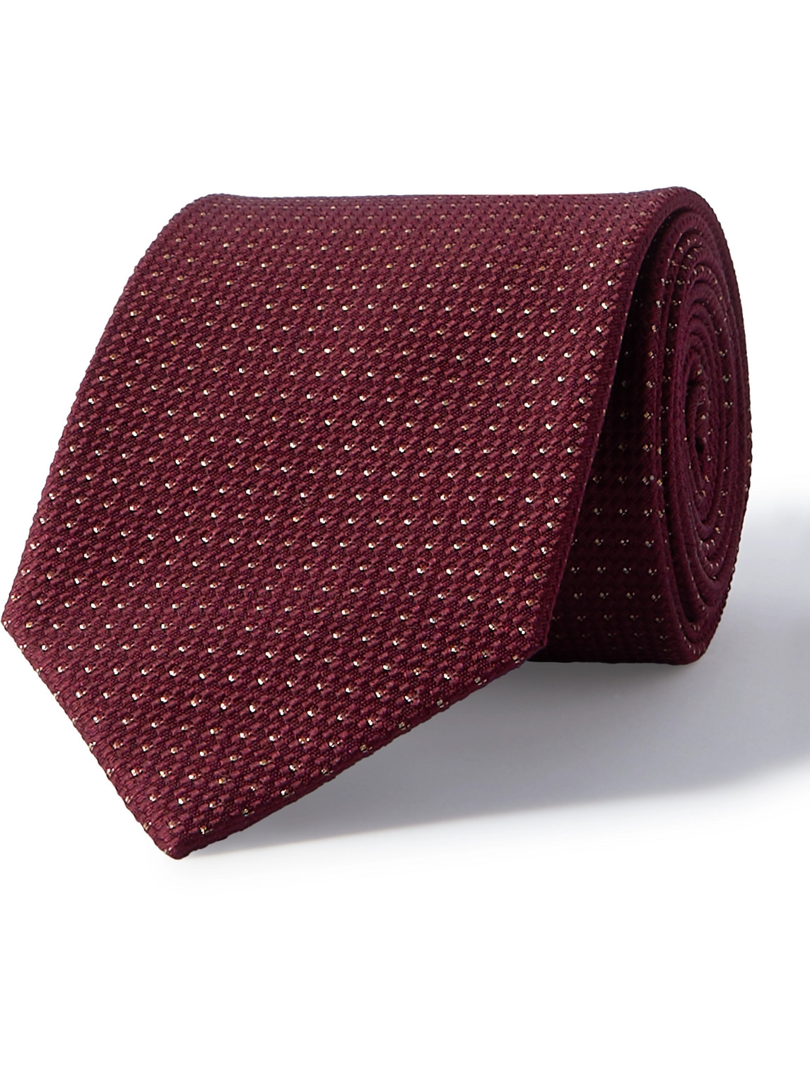 Brioni 8cm Metallic Silk-blend Jacquard Tie In Burgundy
