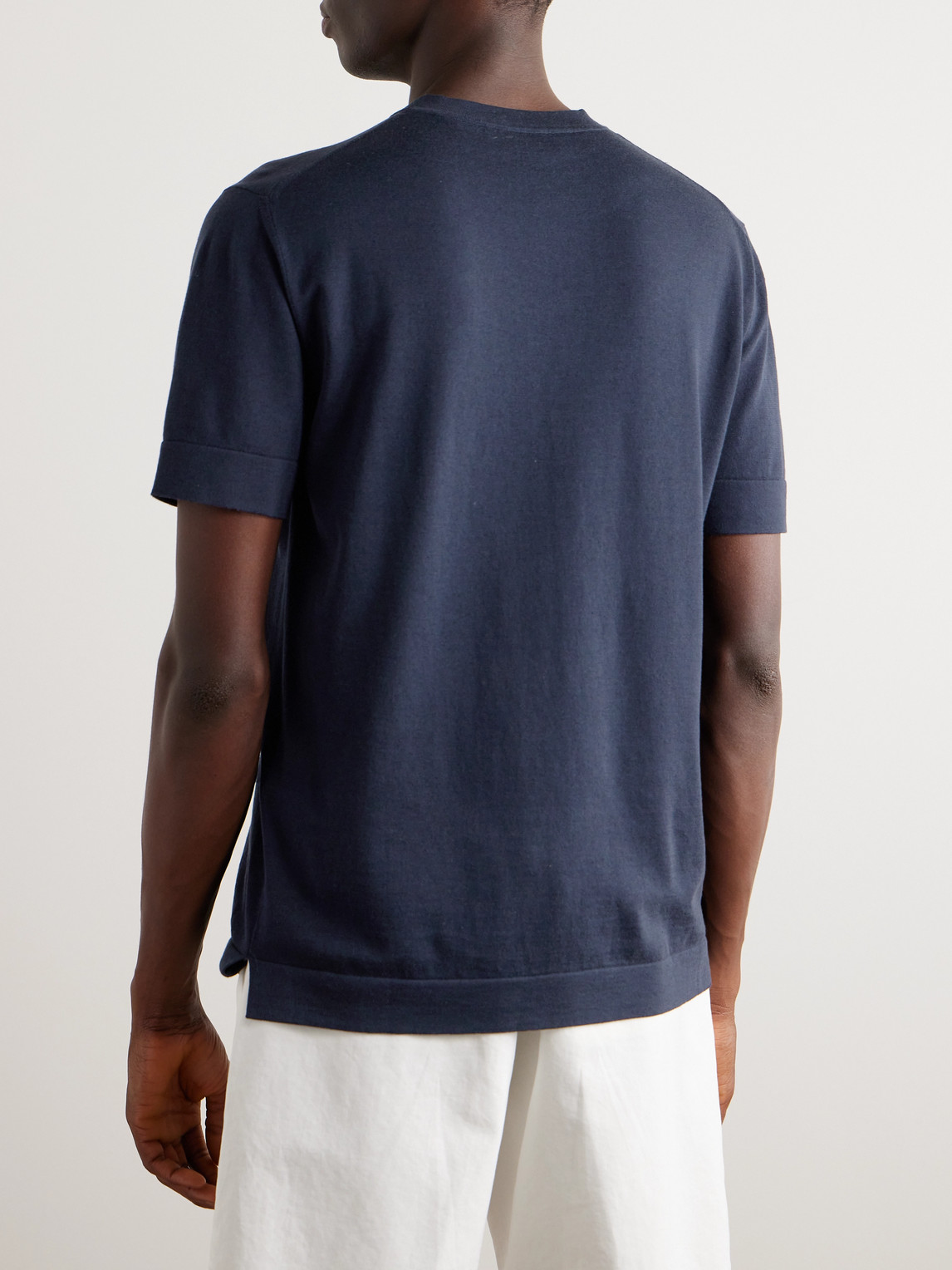 Shop Brioni Cotton And Silk-blend T-shirt In Blue