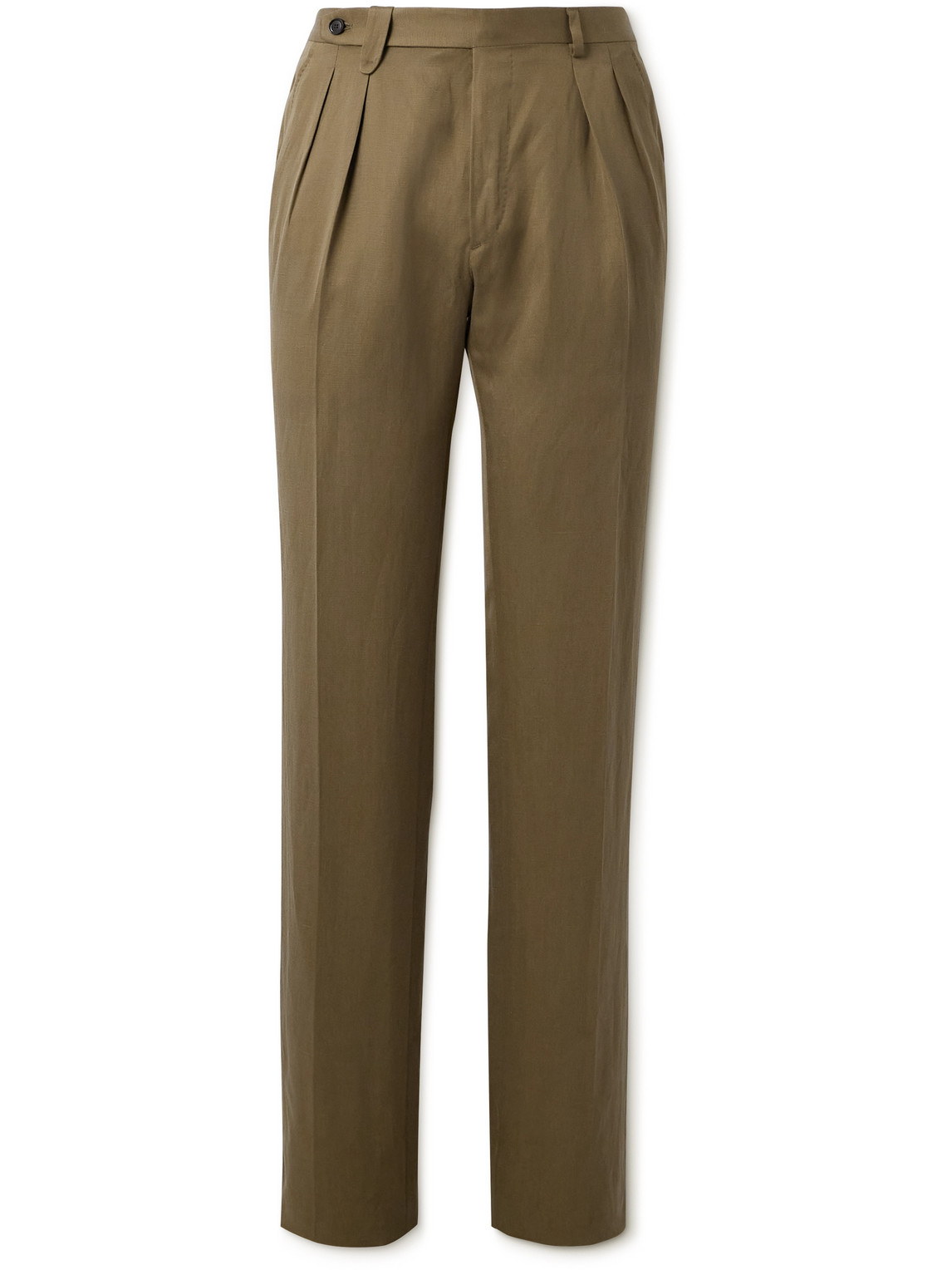 Brioni Elba Straight-Leg Pleated Silk and Linen-Blend Twill Suit Trousers - Men