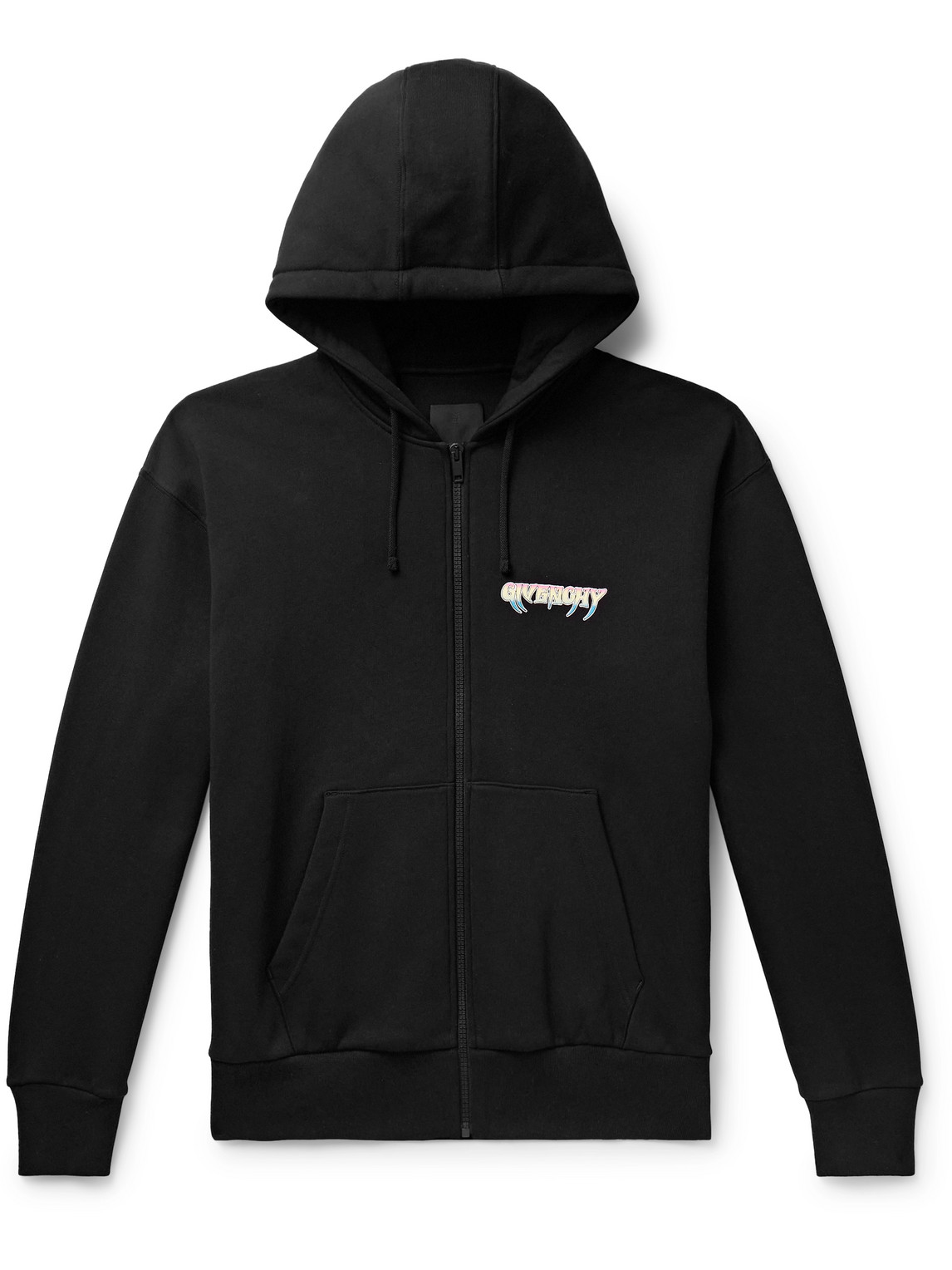 Shop Givenchy World Tour Logo-print Cotton-jersey Zip-up Hoodie In Black