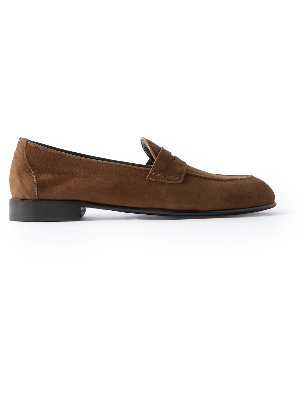 Brioni Suede Penny Loafers In Brown