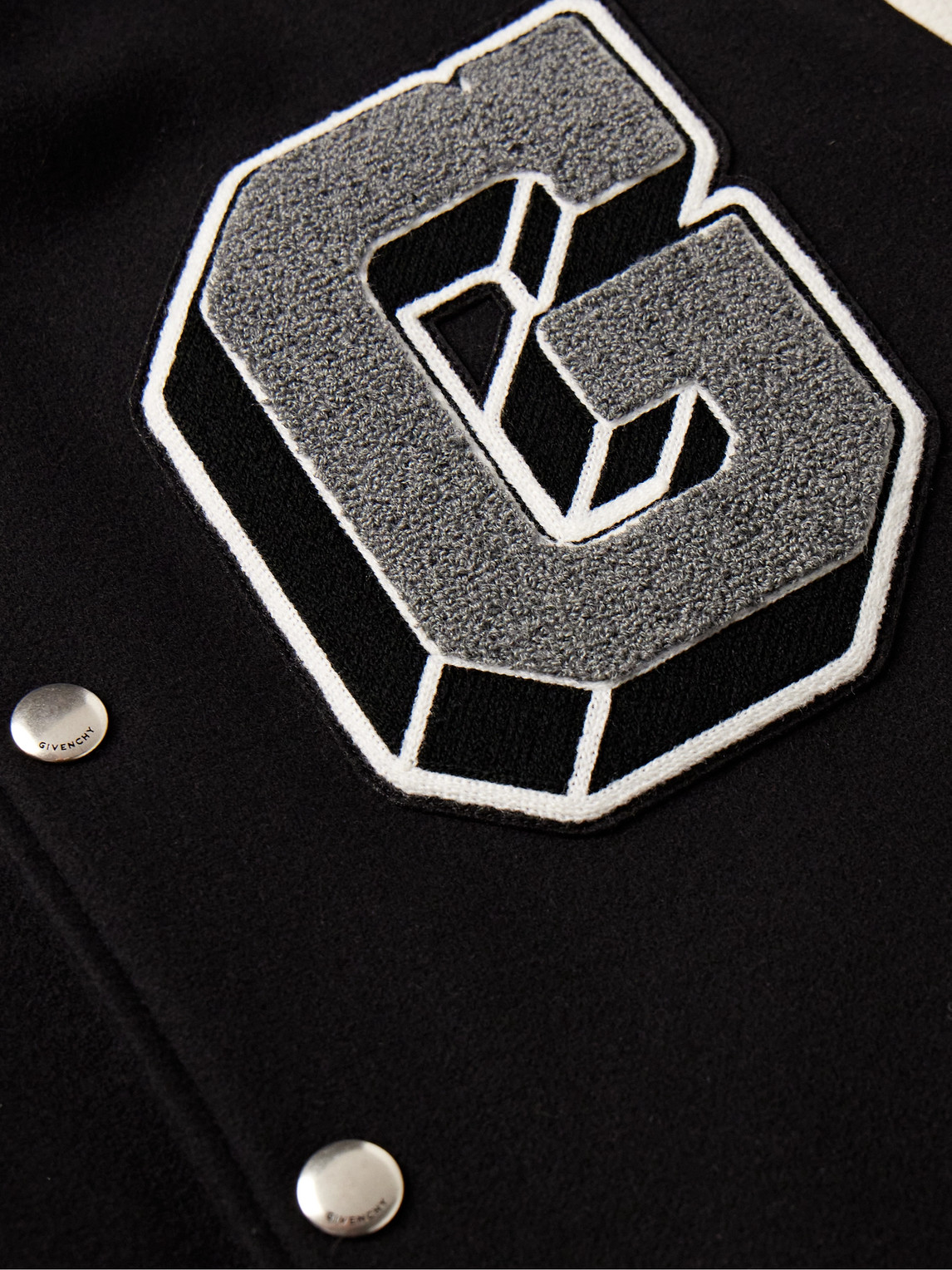 Shop Givenchy Logo-appliquéd Wool-blend And Leather Varsity Jacket In Black