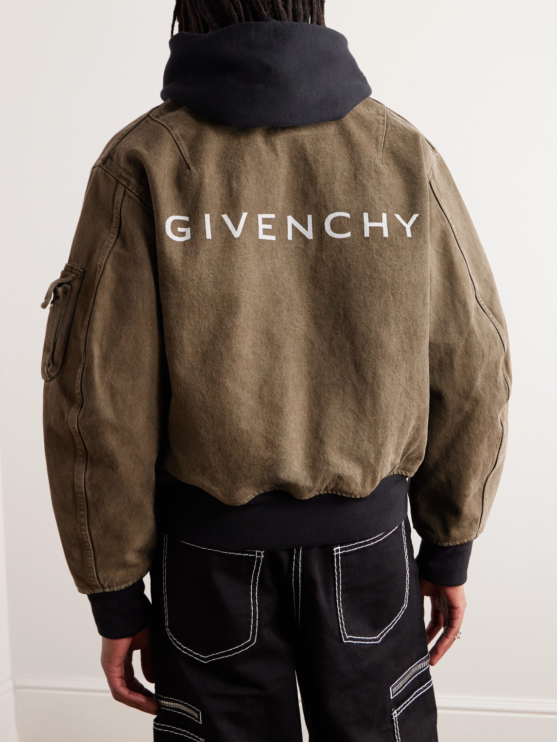 Shop Givenchy Reversible Logo-print Denim And Shell Bomber Jacket In Black