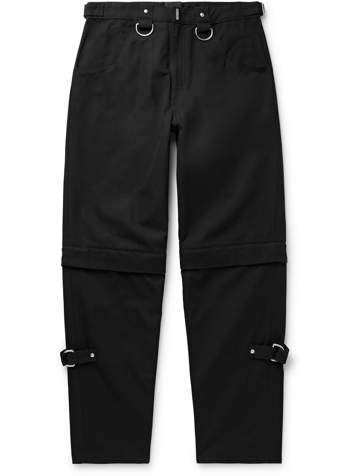 Givenchy Convertible Straight-leg Embellished Cotton-canvas Trousers In Black