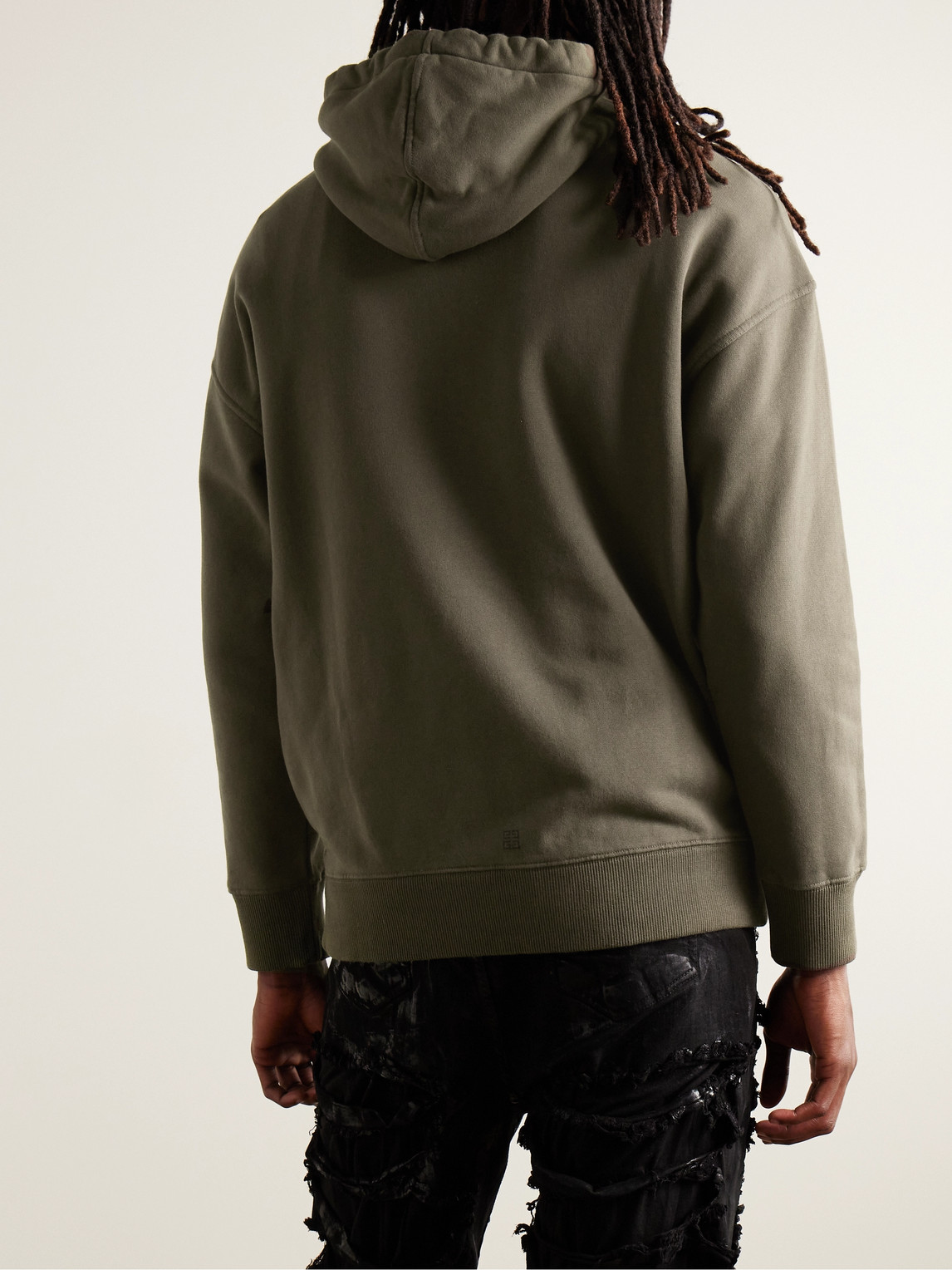 Shop Givenchy Archetype Logo-print Cotton-jersey Hoodie In Green