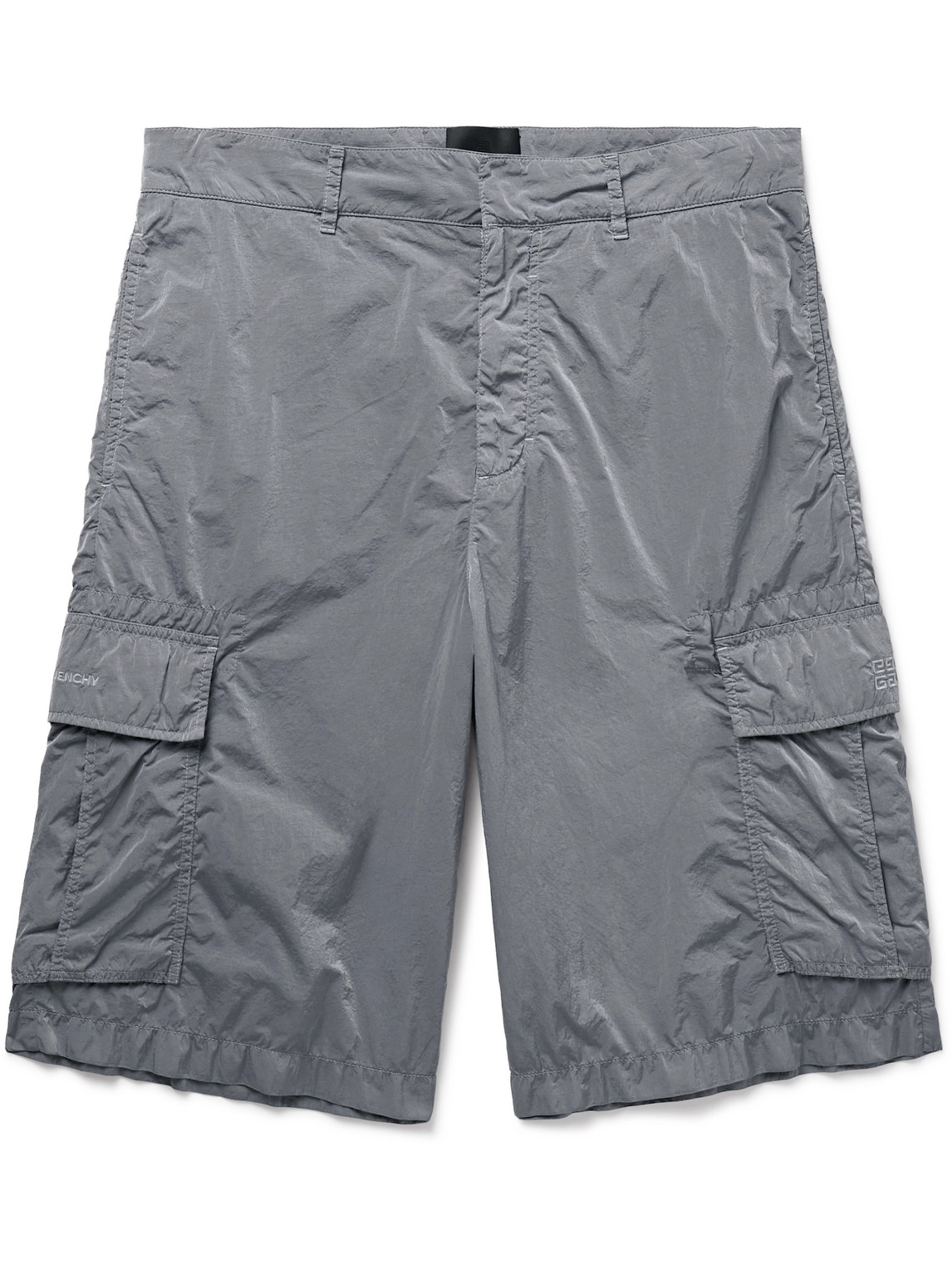 Givenchy Straight-leg Reflective Shell Cargo Shorts In Gray