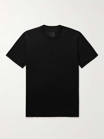 Givenchy // Black Cotton & Grey Printed Pierced Tear Logo T-Shirt