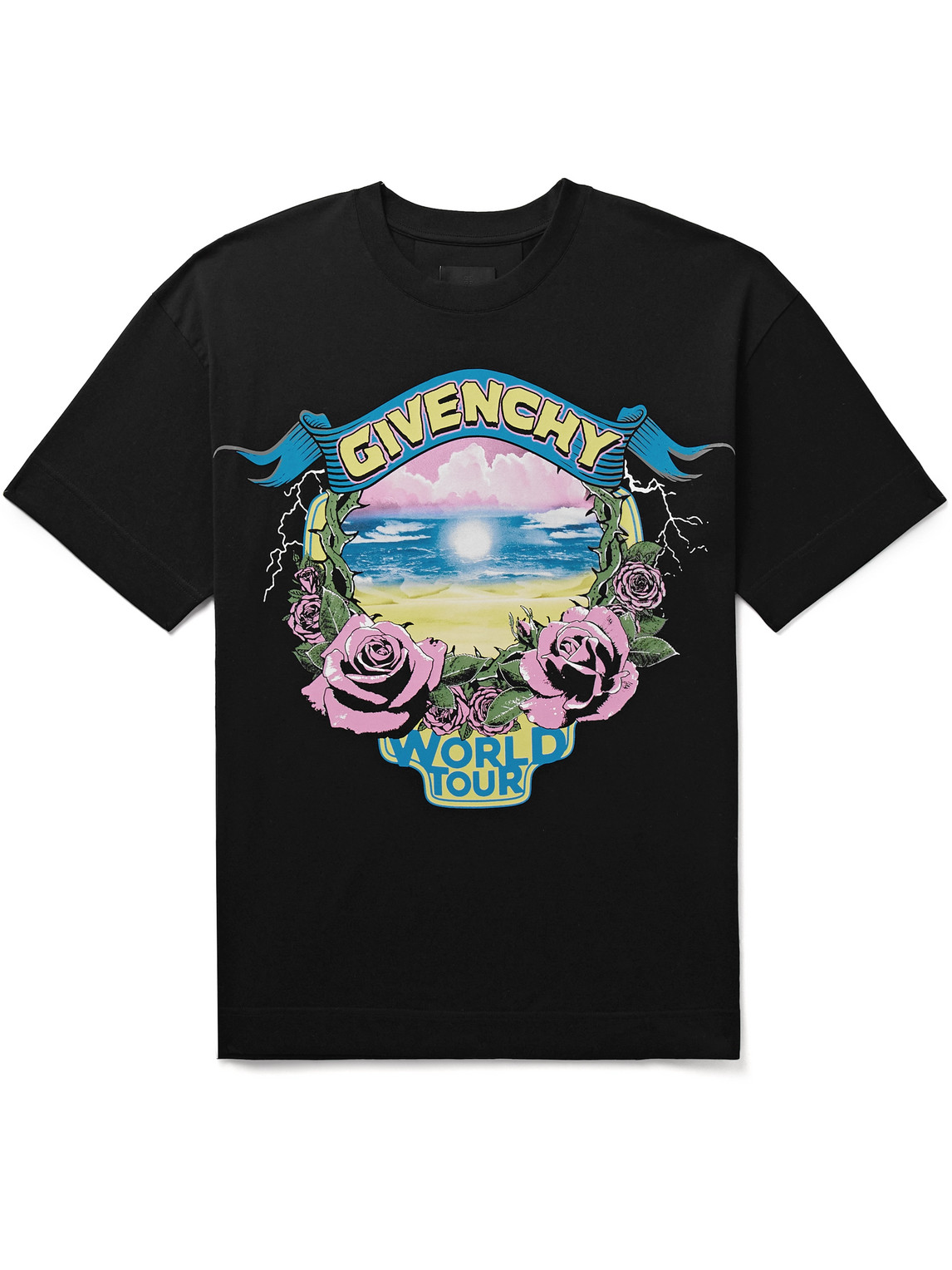 Givenchy World Tour Logo-print Cotton-jersey T-shirt In Black