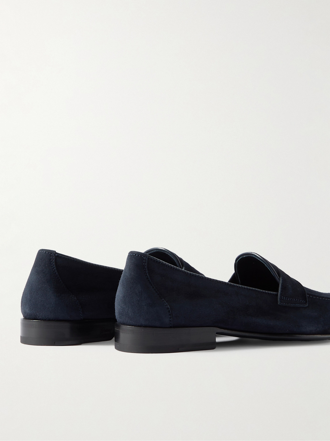 Shop Brioni Suede Penny Loafers In Blue
