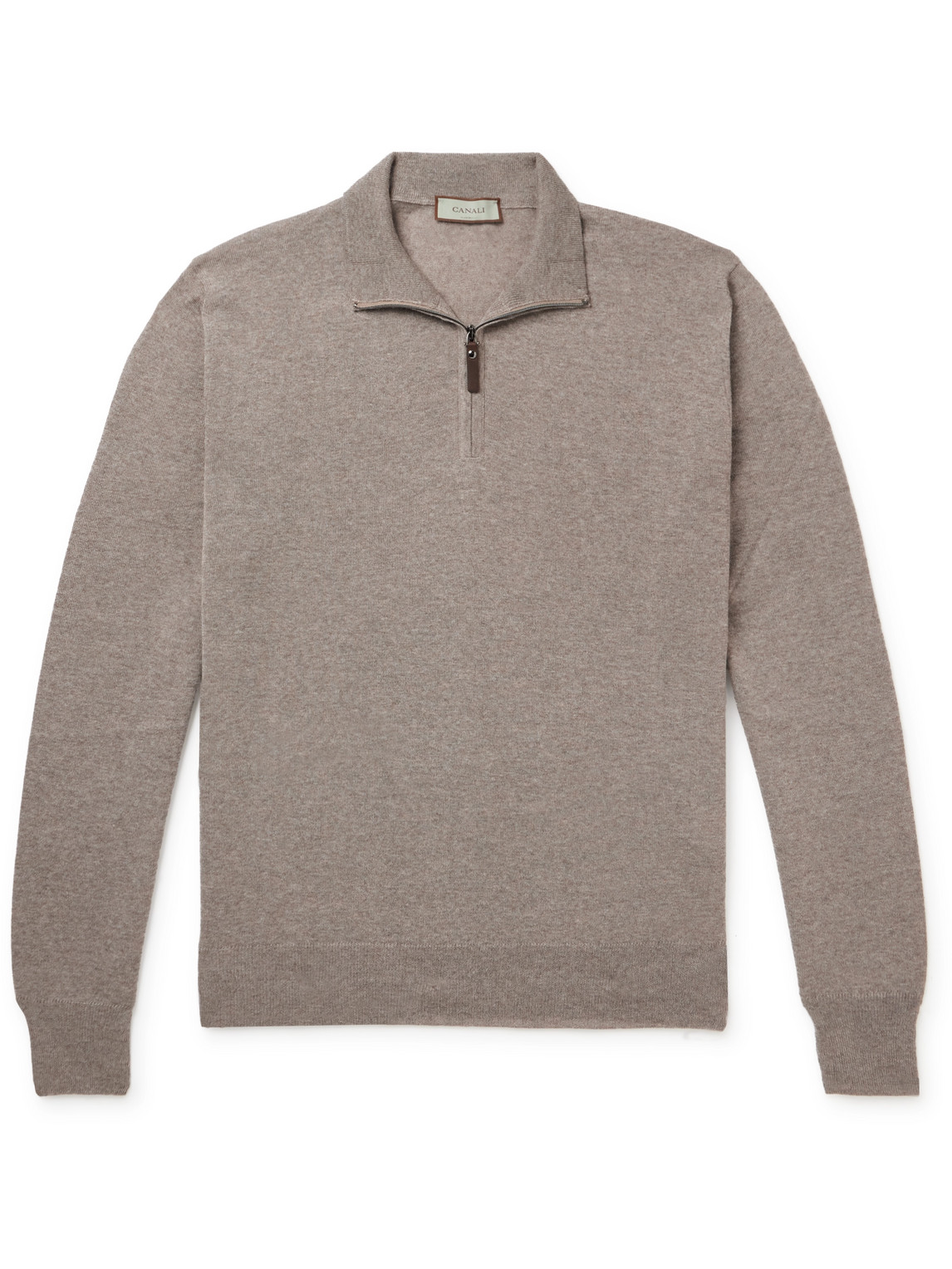 Canali Slim-fit Wool Half-zip Sweater In Neutrals