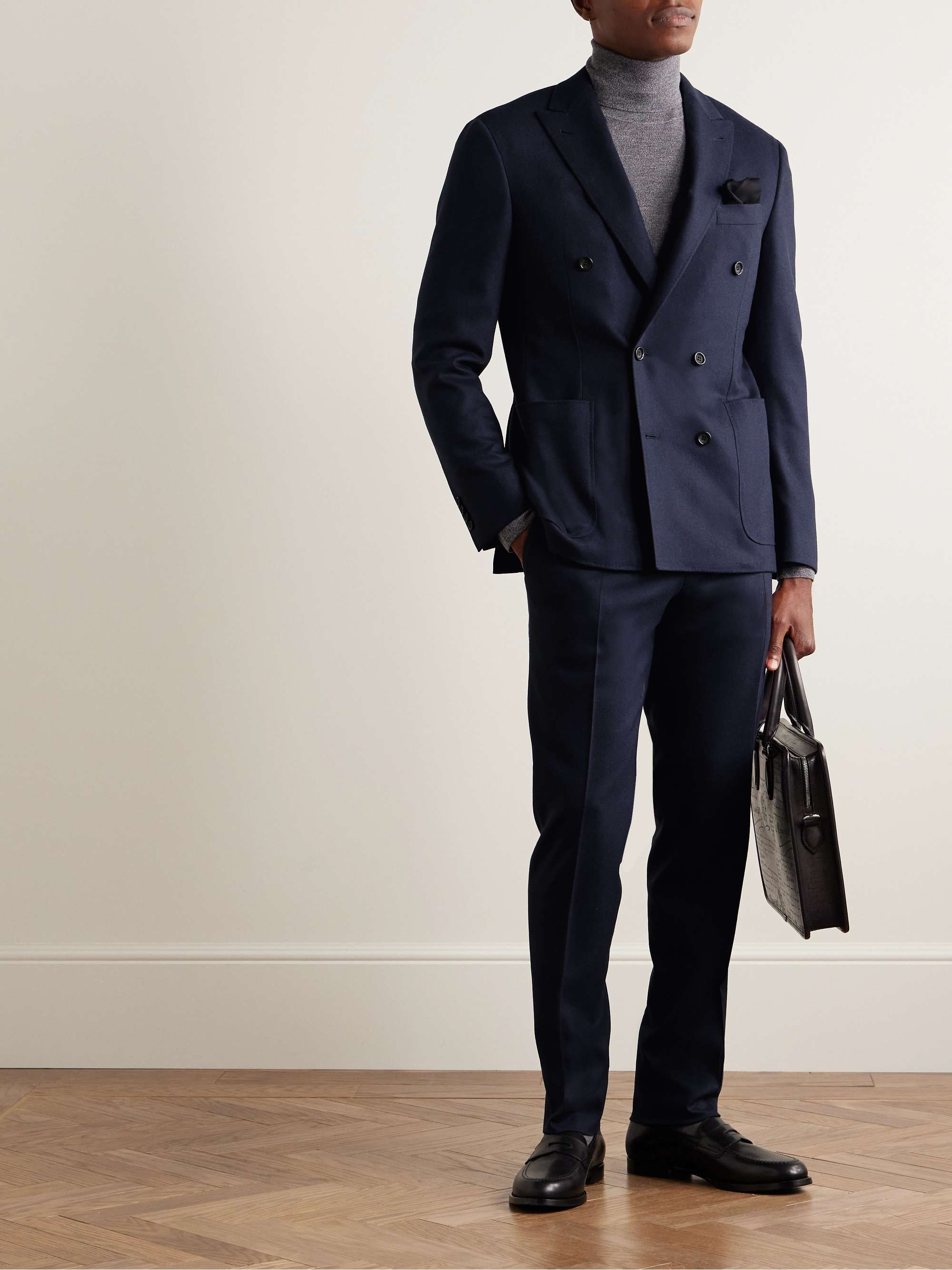 CANALI Kei Slim-Fit Double-Breasted Wool-Blend Felt Suit, 48% OFF