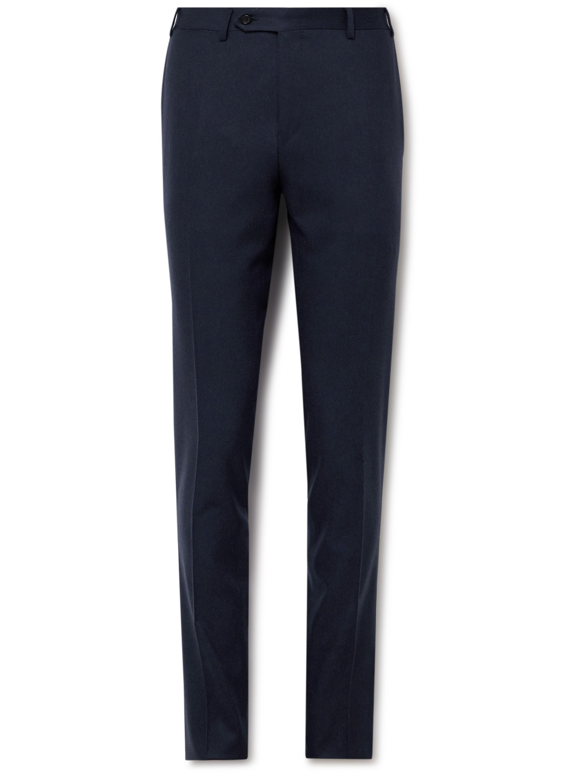 Canali Slim-fit Wool-blend Flannel Suit Trousers In Blue