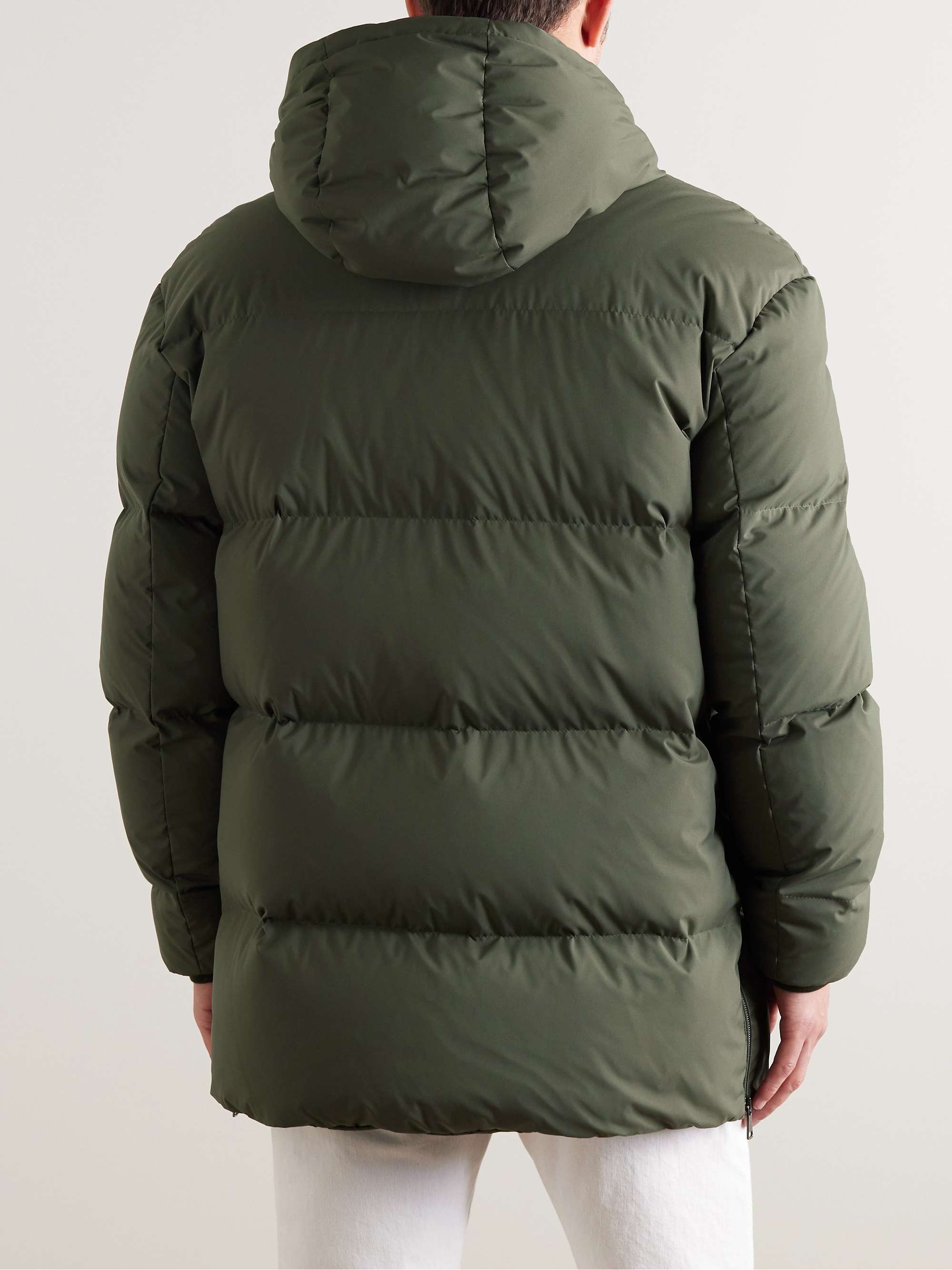 CANALI Leather-Trimmed Quilted Shell Hooded Down Jacket for Men | MR PORTER