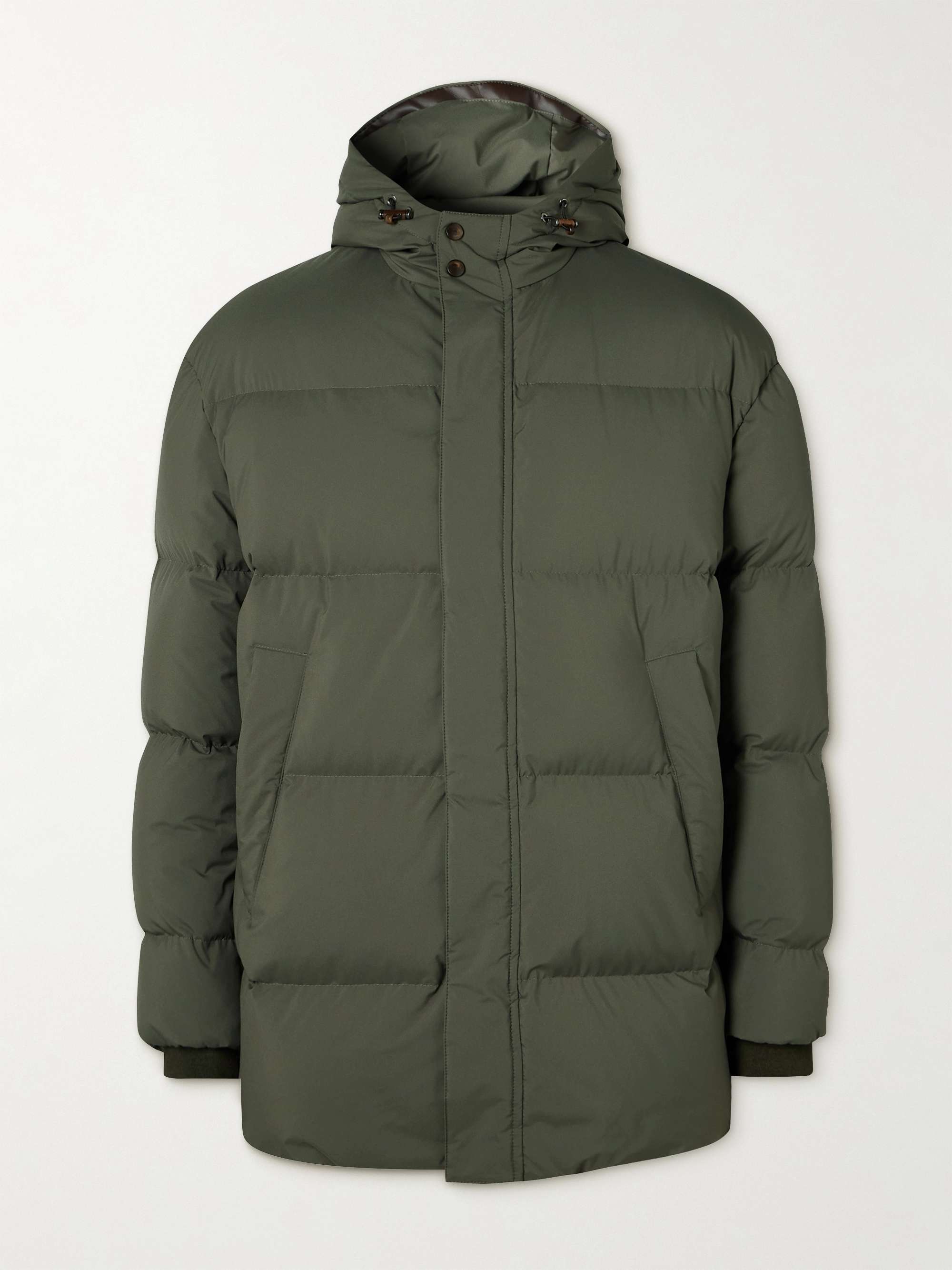 CANALI Leather-Trimmed Quilted Shell Hooded Down Jacket for Men | MR PORTER