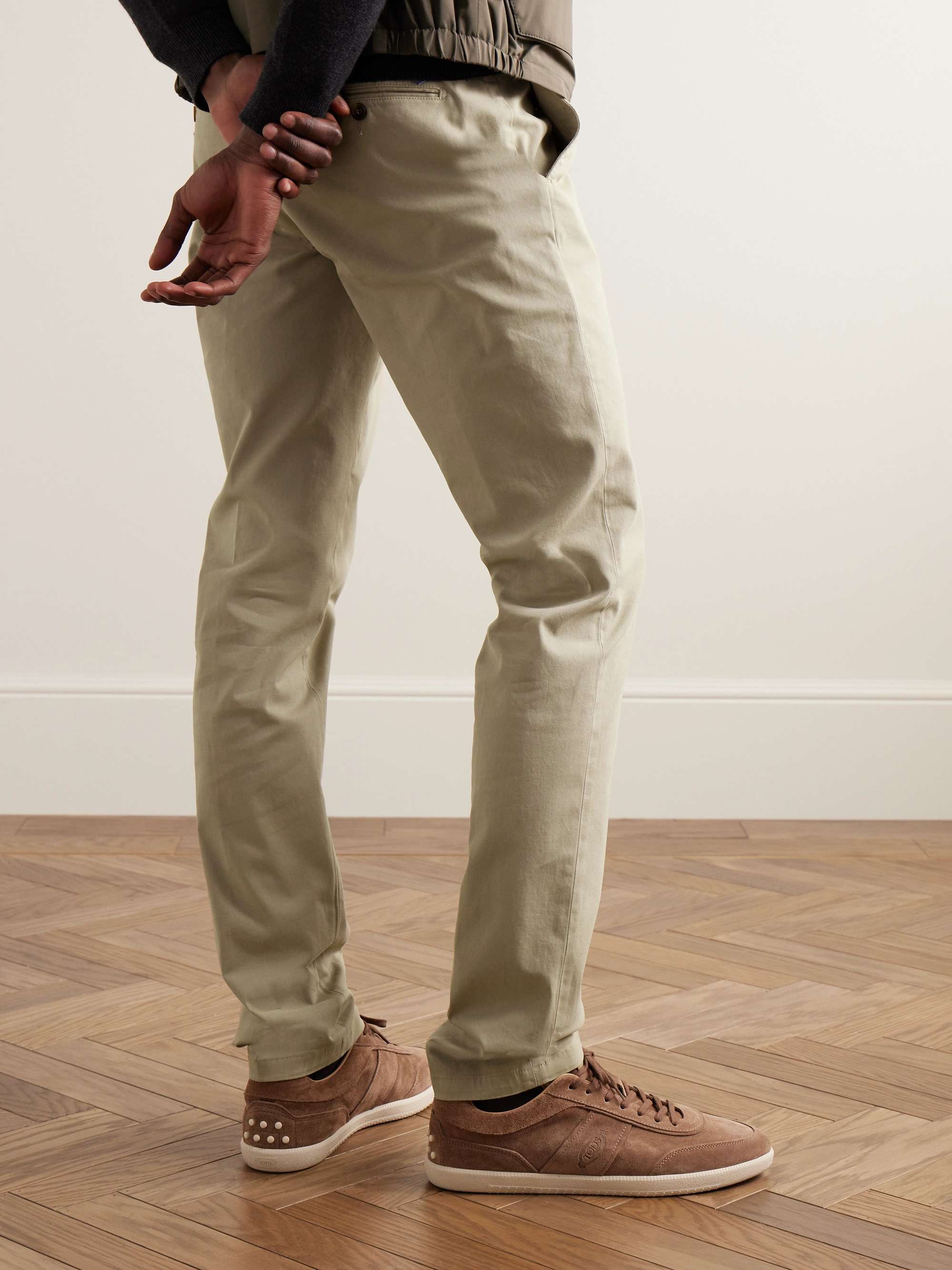CANALI SlimFit StraightLeg GarmentDyed CottonBlend Twill Trousers