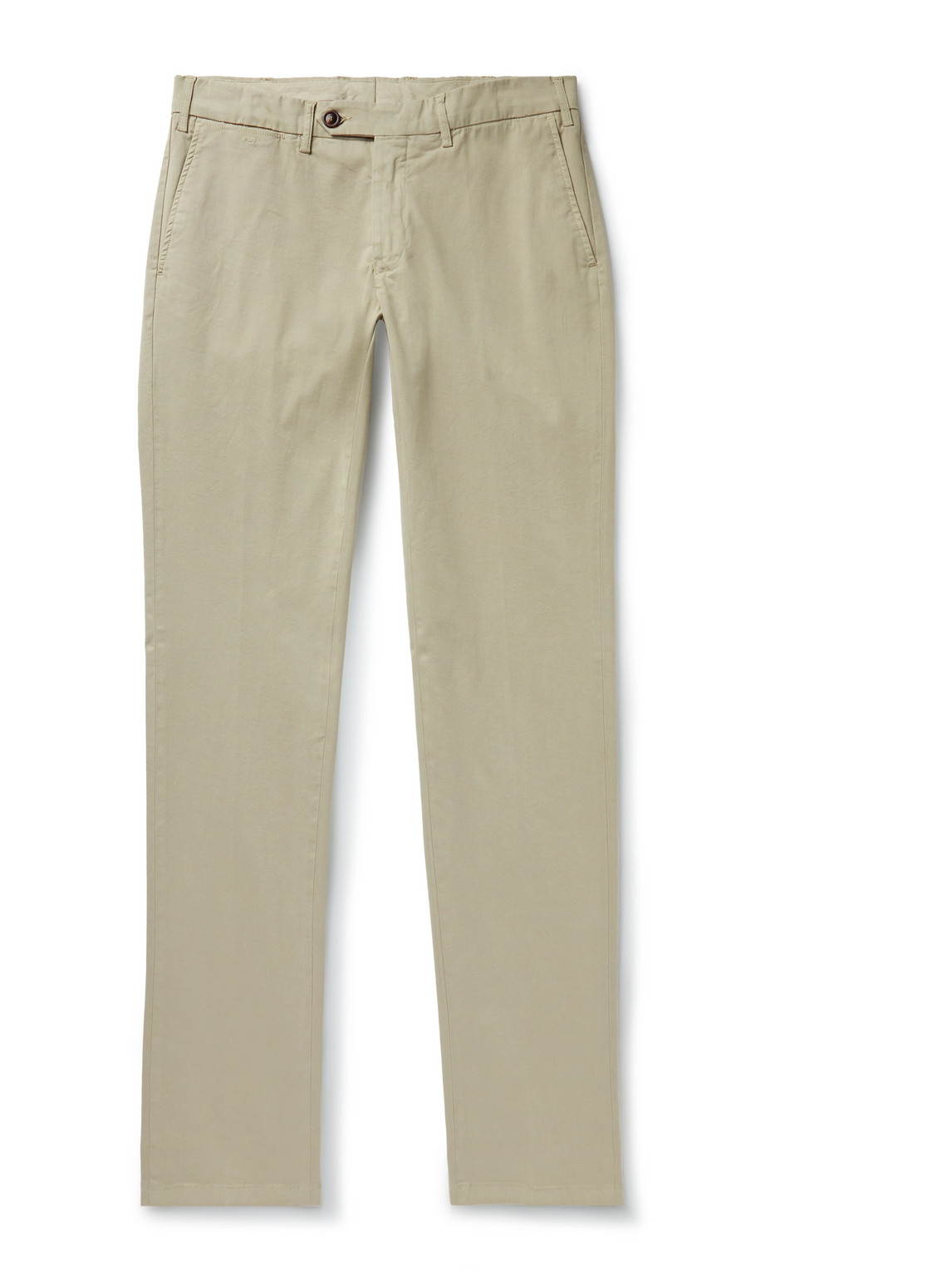 Canali Slim-fit Straight-leg Garment-dyed Cotton-blend Twill Trousers In Neutrals