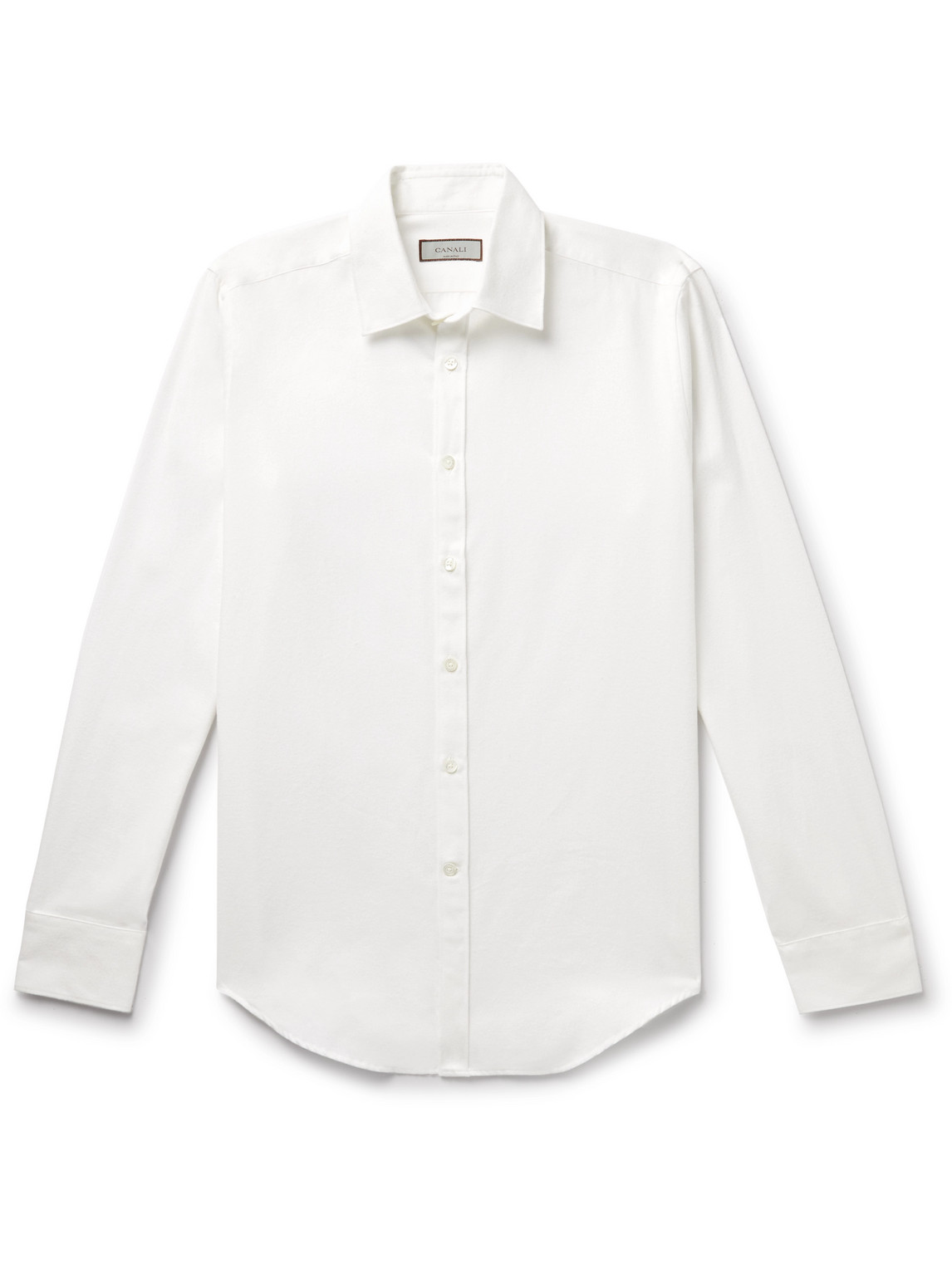 Canali Brushed-cotton Shirt In White