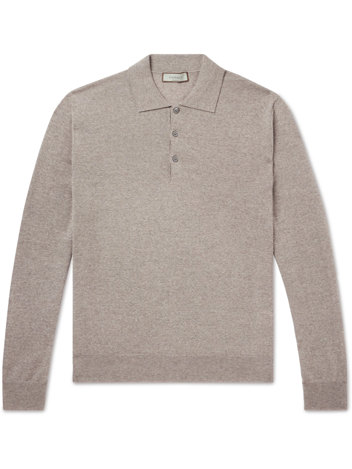 Canali Slim-fit Merino Wool Polo Shirt In Neutrals
