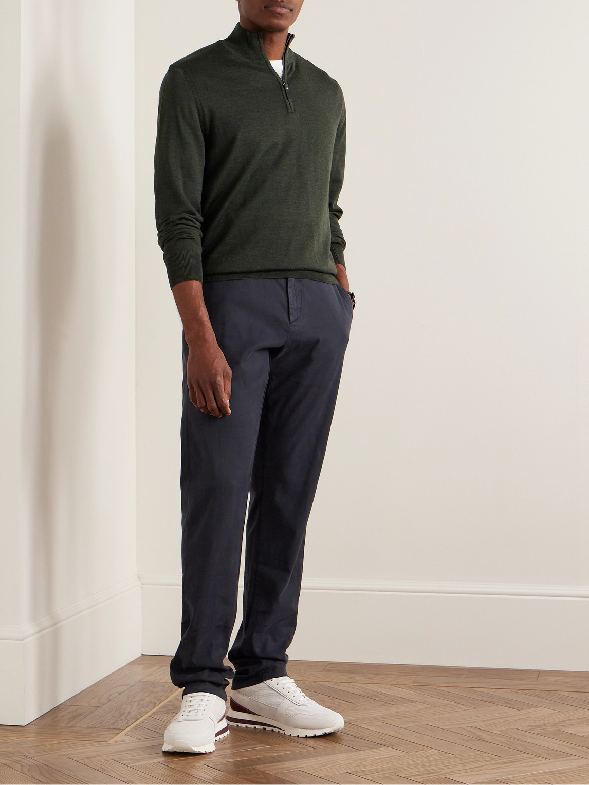 Shop Canali Straight-leg Lyocell-blend Twill Trousers In Blue