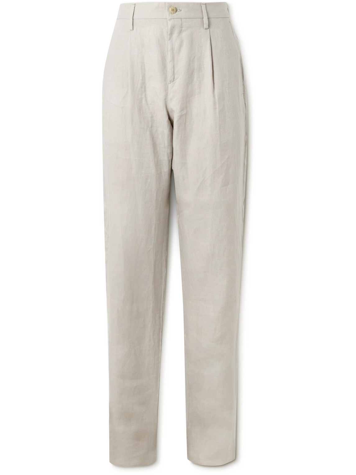 Canali Straight-leg Pleated Linen Trousers In Neutrals