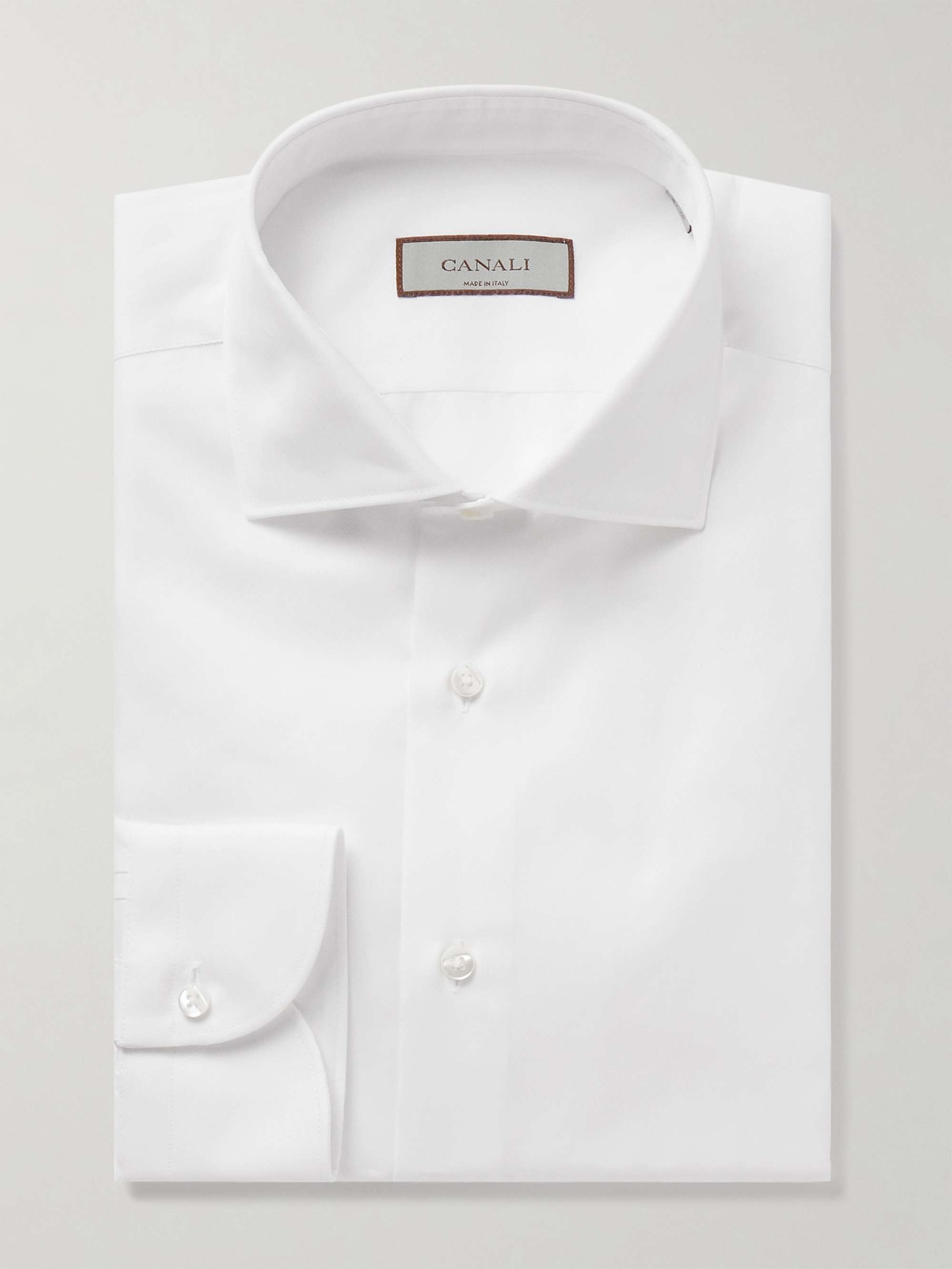 CANALI Slim-Fit Cutaway-Collar Cotton-Twill Shirt for Men | MR PORTER