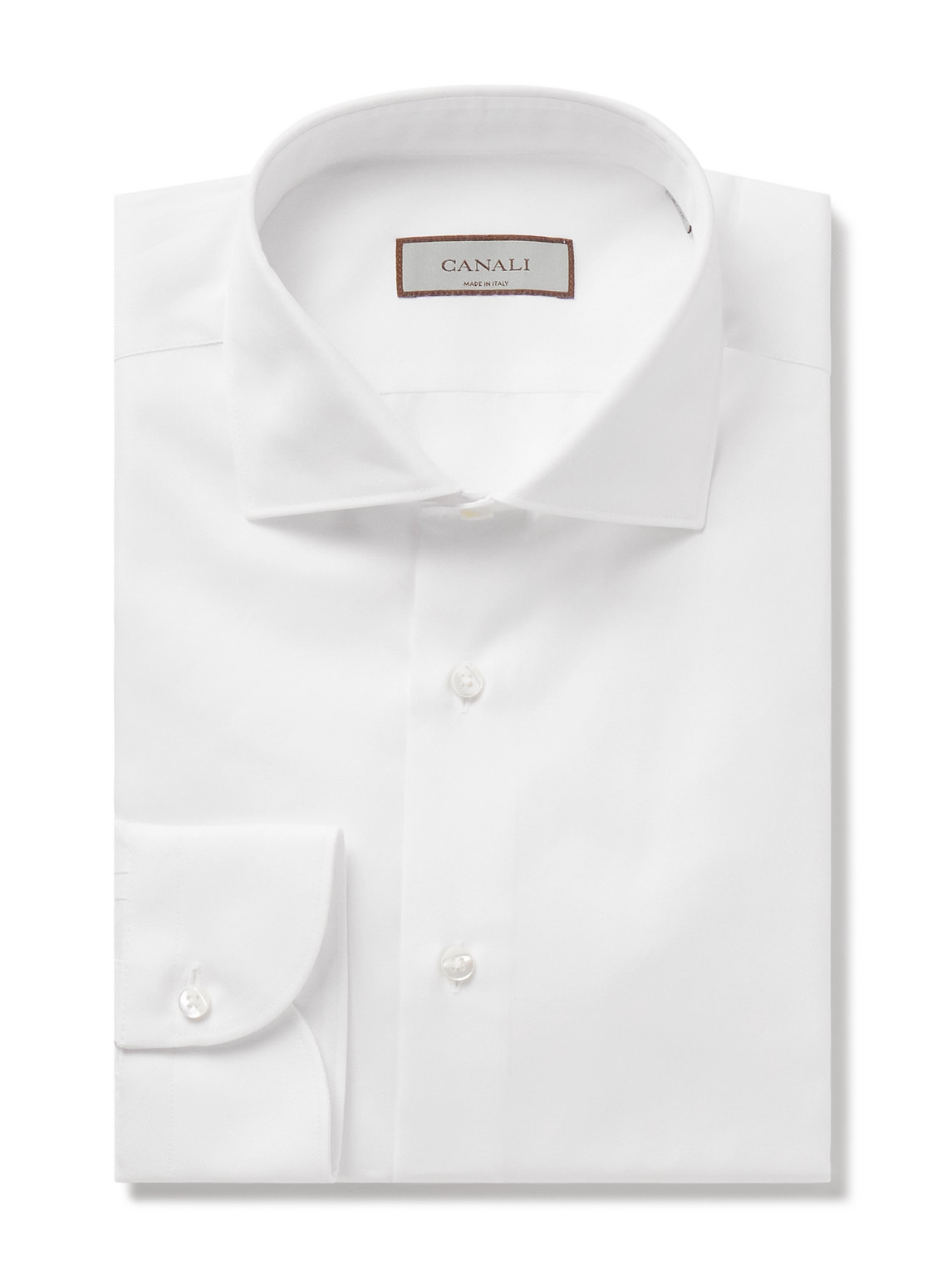Canali Slim-fit Cutaway-collar Cotton-twill Shirt In White