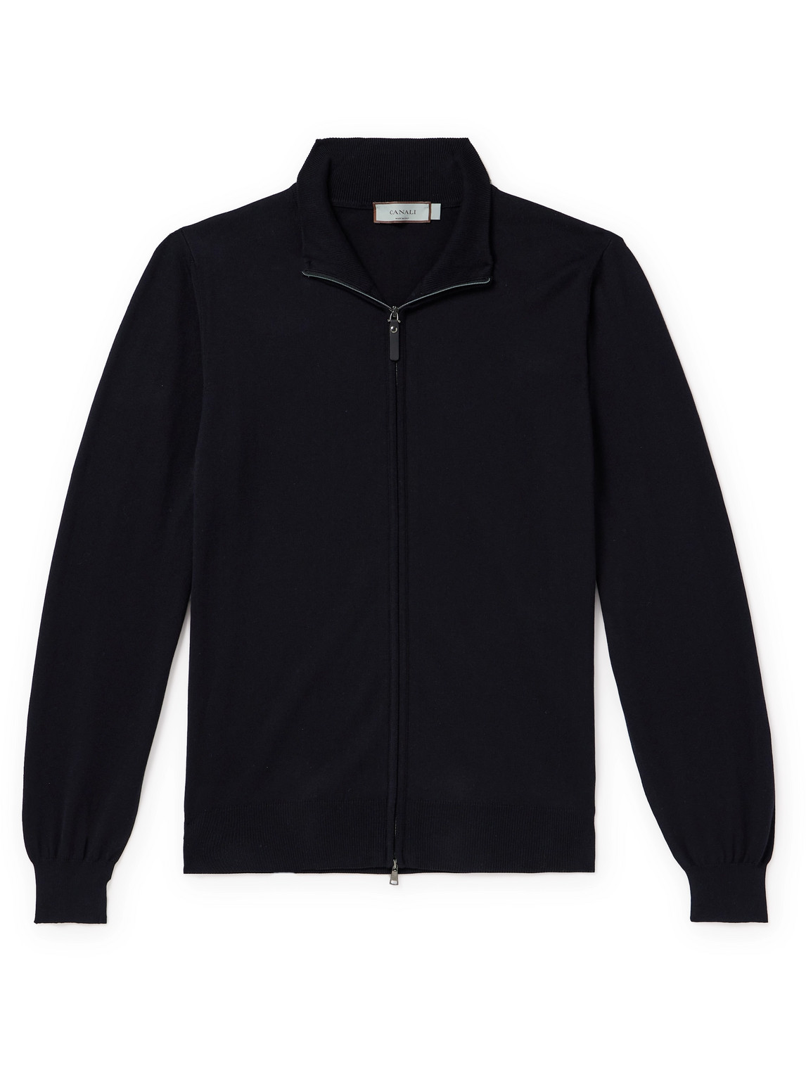 Canali Slim-fit Cotton Zip-up Cardigan In Black