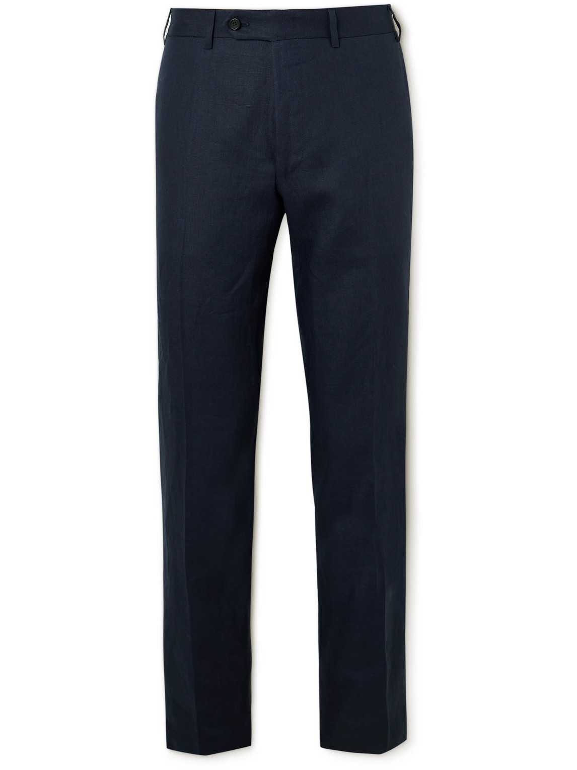 Canali Kei Slim-fit Linen Trousers In Blue
