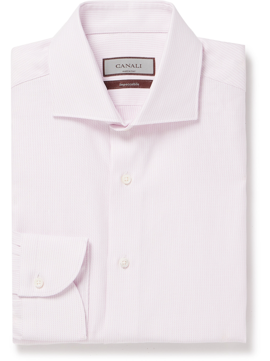 Canali Cotton And Linen-blend Jacquard Shirt In Pink