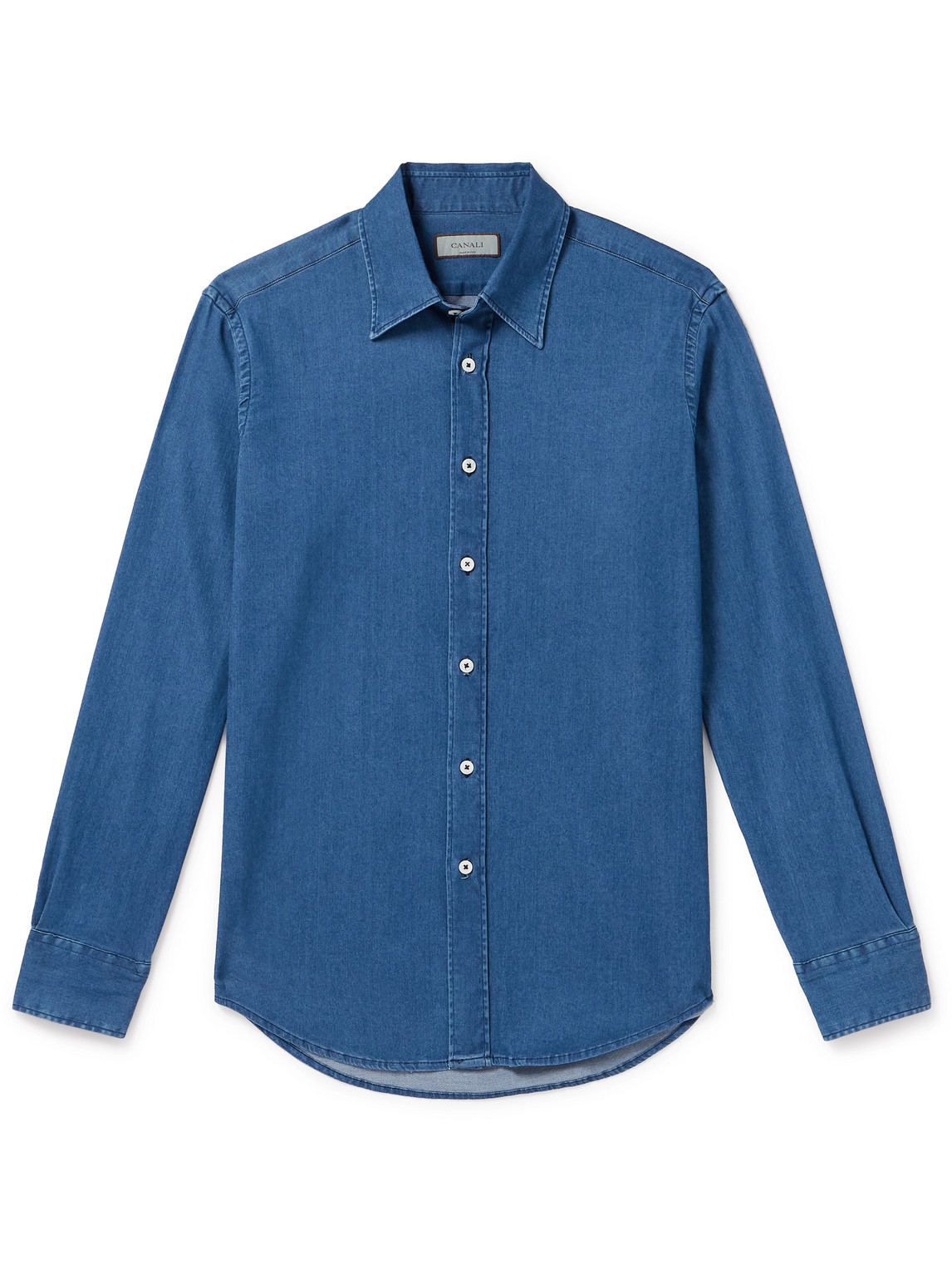 Canali Men's Cotton Chambray Sport Shirt In Blue