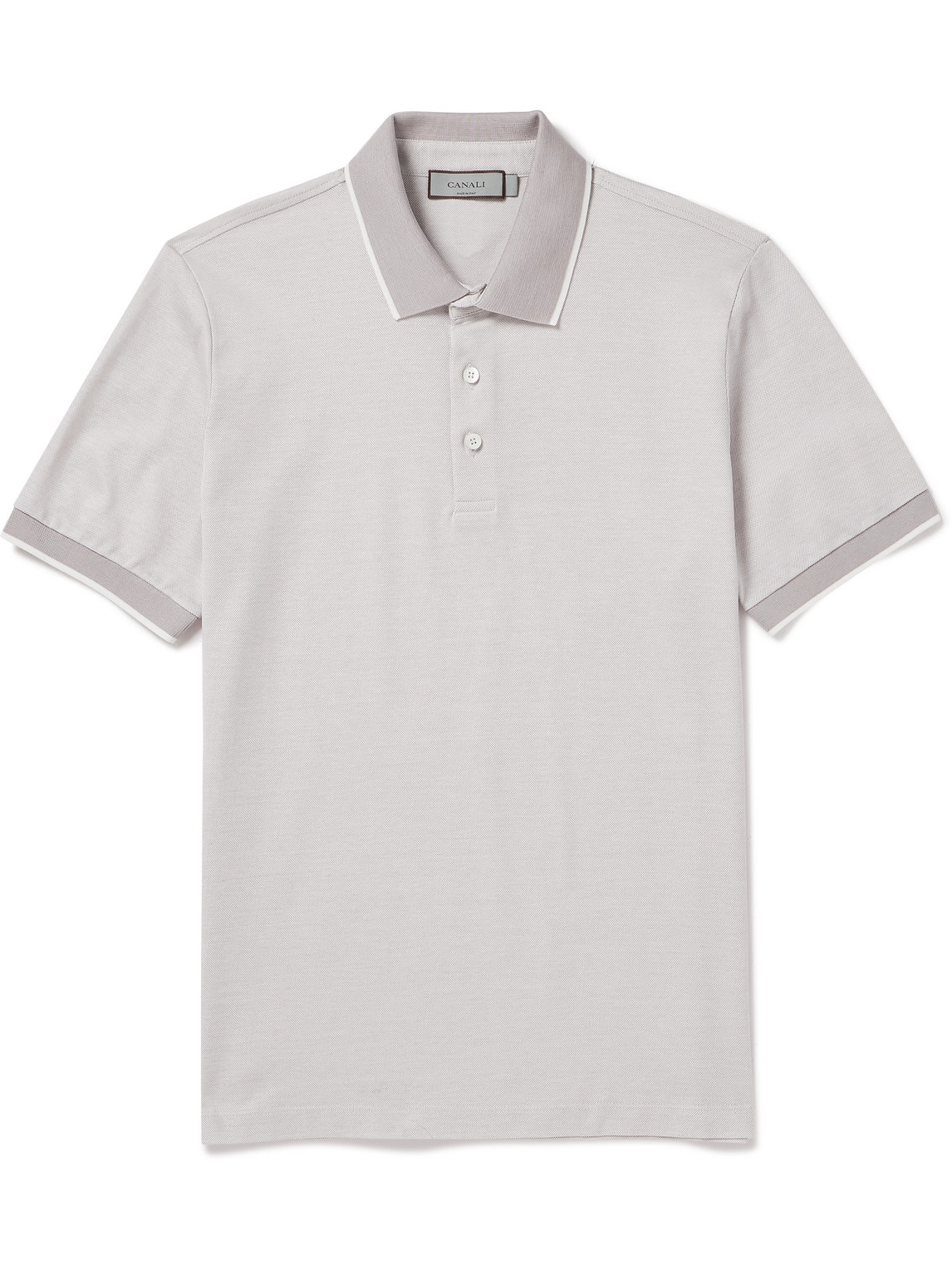 Canali Cotton-piqué Polo Shirt In Neutrals