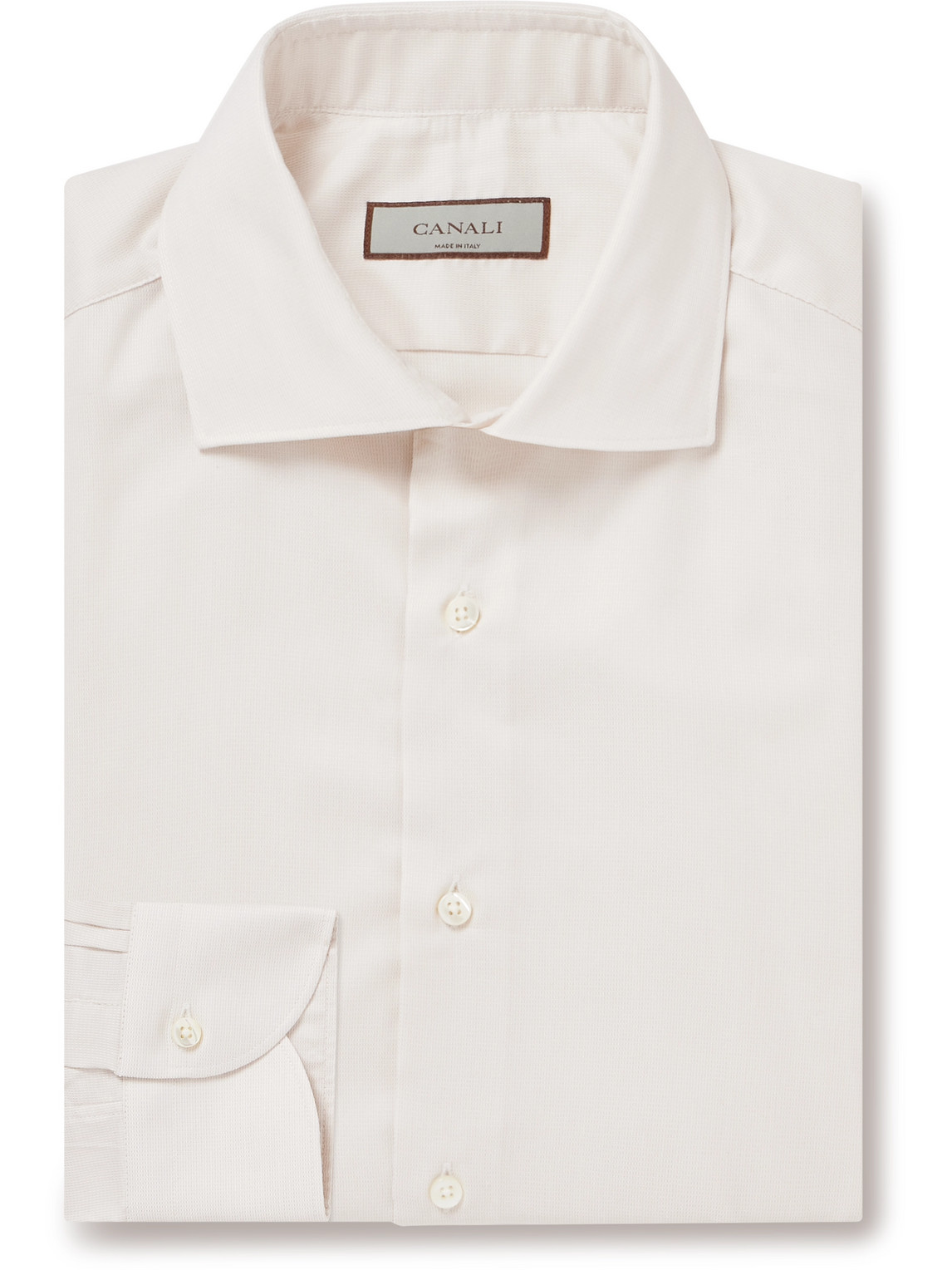 Canali Slim-fit Basketweave Lyocell-blend Shirt In Pink
