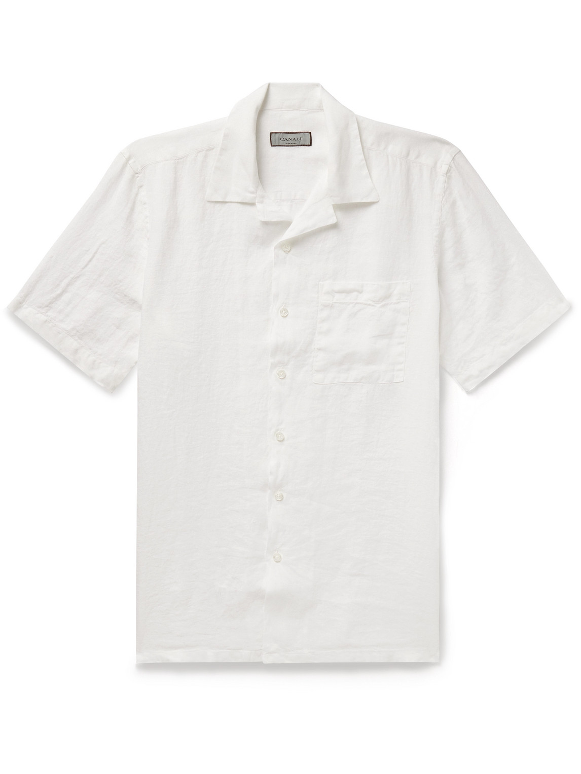 Canali Camp-collar Linen Shirt In White