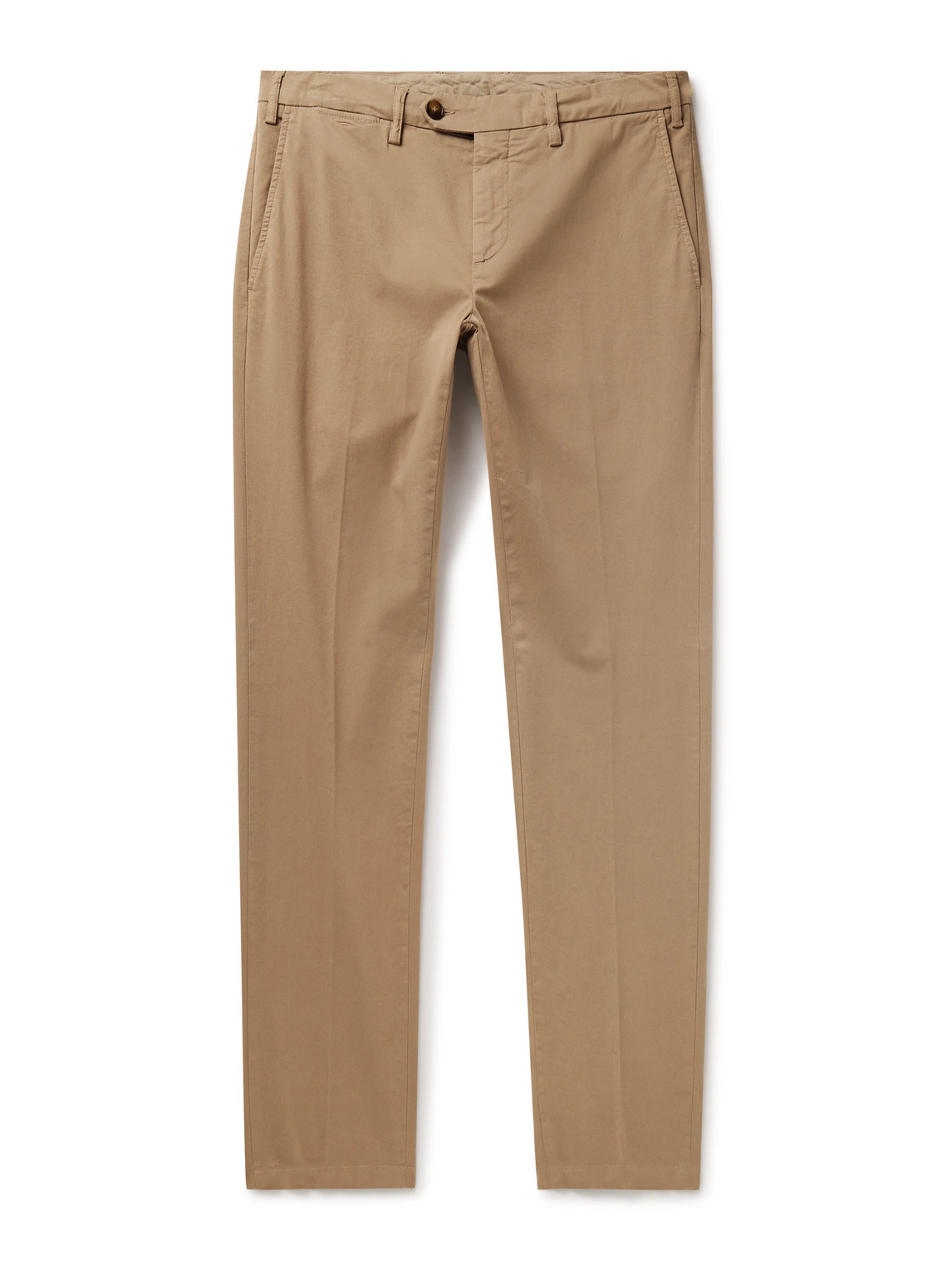 Canali Slim-fit Cotton-blend Twill Chinos In Brown